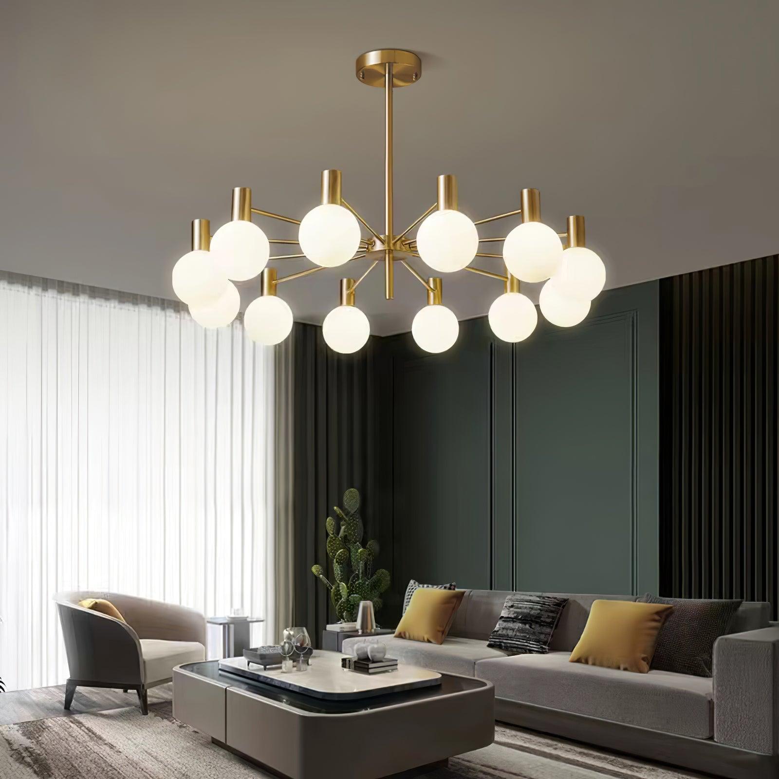 Keveny Chandelier Globe Glass Gold Frame Modern-Neutral Decor