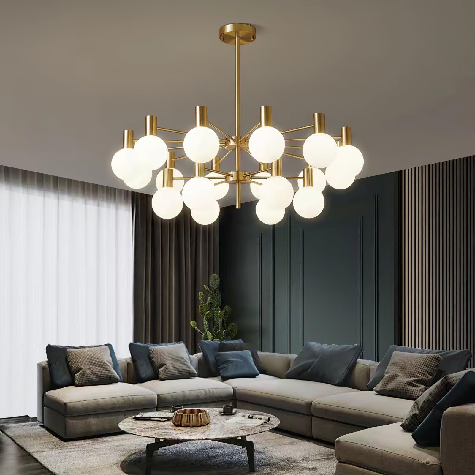 Keveny Chandelier Globe Glass Gold Frame Modern-Neutral Decor
