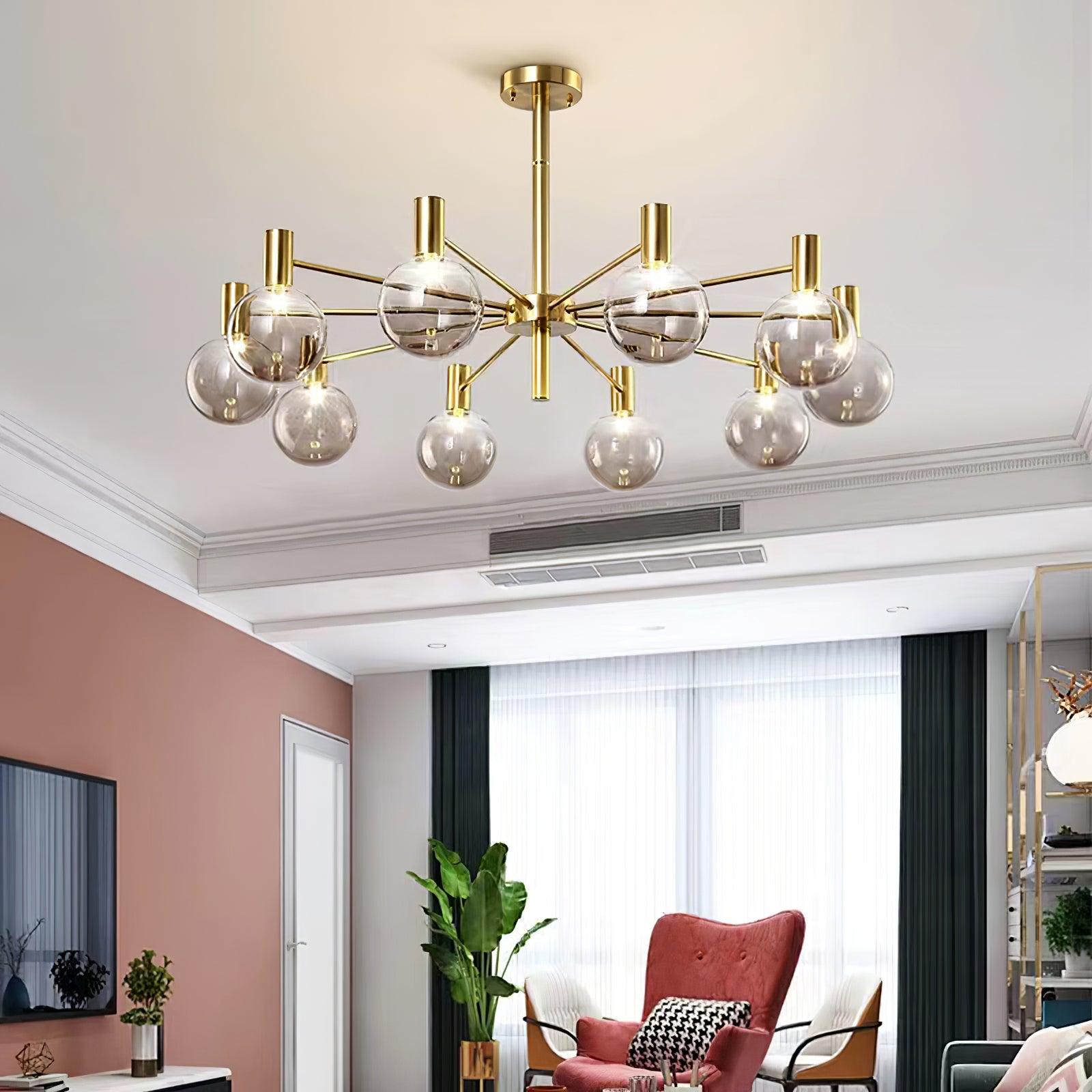 Keveny Chandelier Globe Glass Gold Frame Modern-Neutral Decor