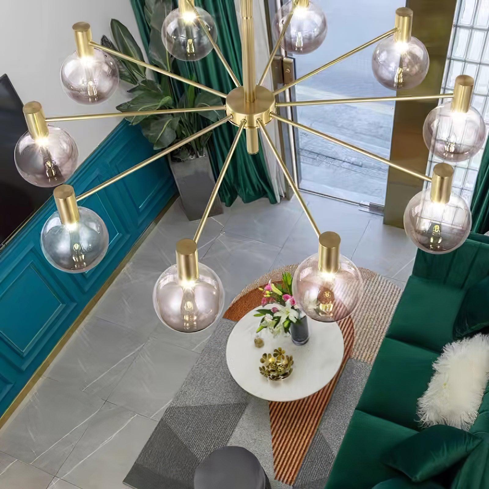 Keveny Chandelier Globe Glass Gold Frame Modern-Neutral Decor