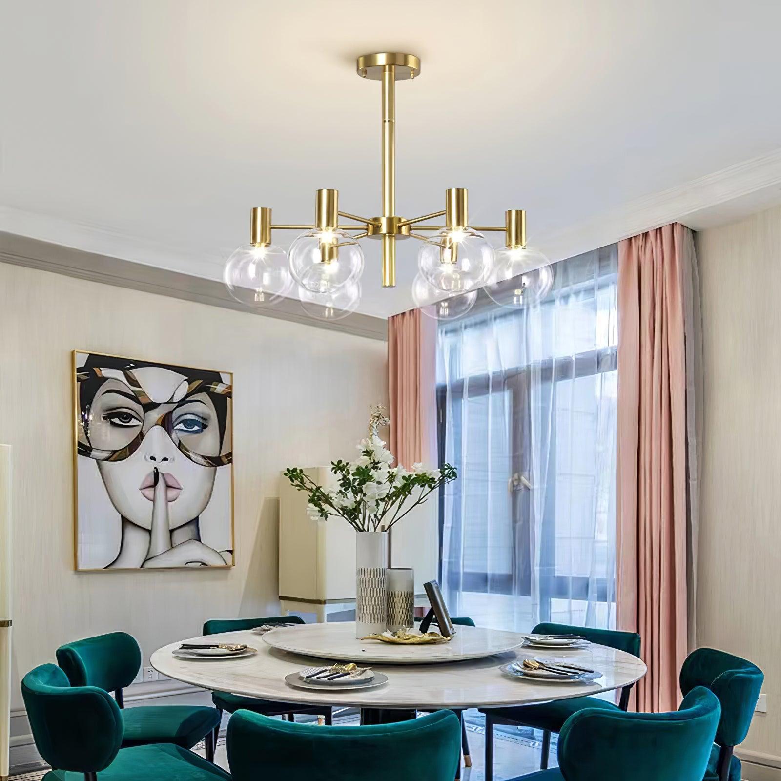 Keveny Chandelier Globe Glass Gold Frame Modern-Neutral Decor