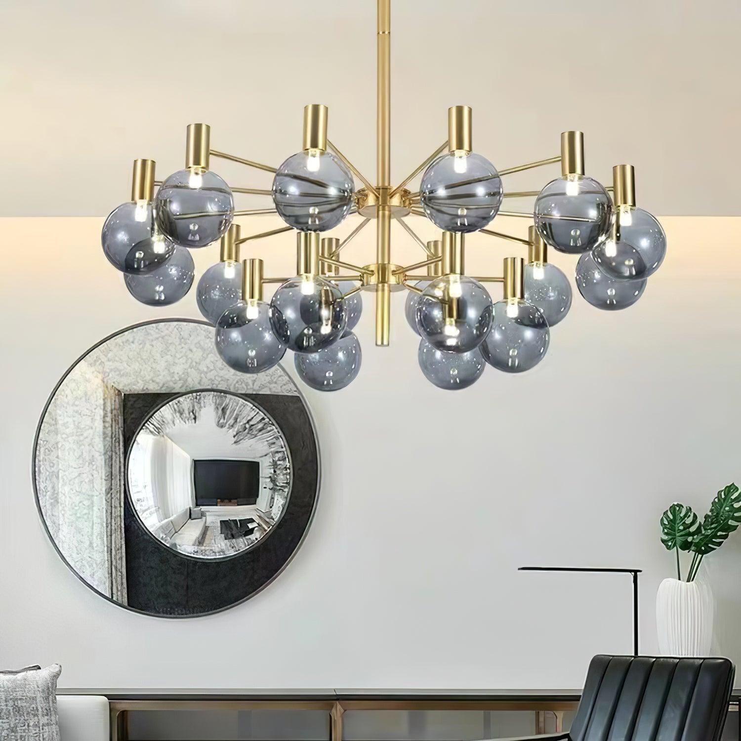 Keveny Chandelier Globe Glass Gold Frame Modern-Neutral Decor