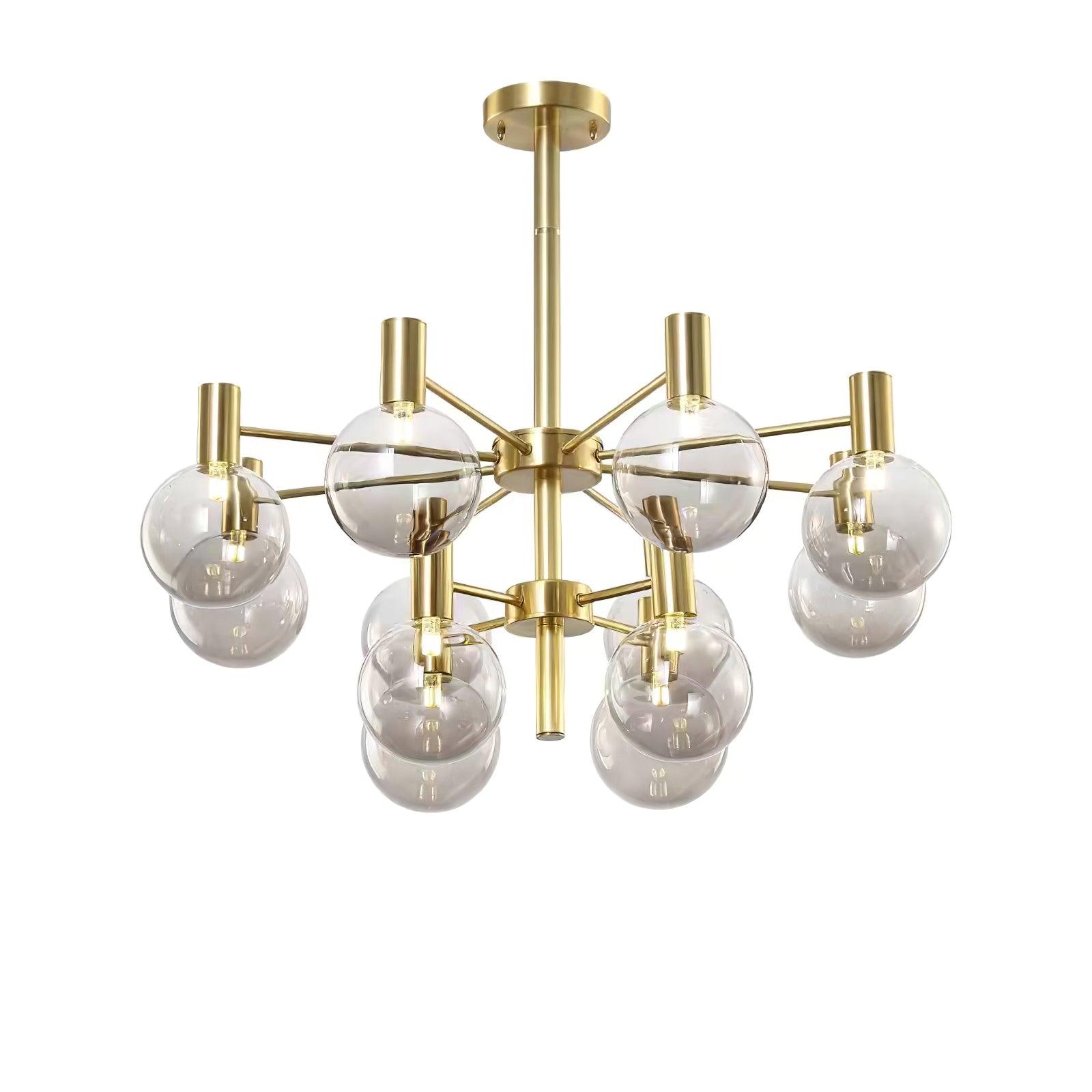 Keveny Chandelier Globe Glass Gold Frame Modern-Neutral Decor