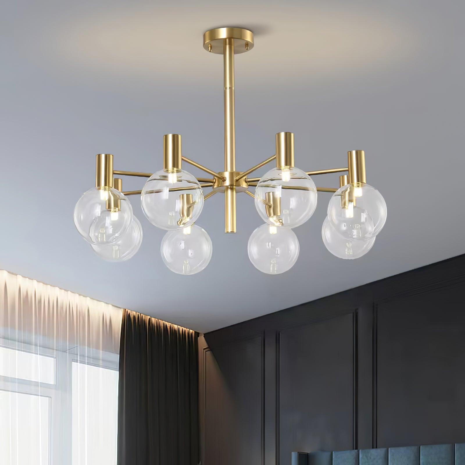 Keveny Chandelier Globe Glass Gold Frame Modern-Neutral Decor