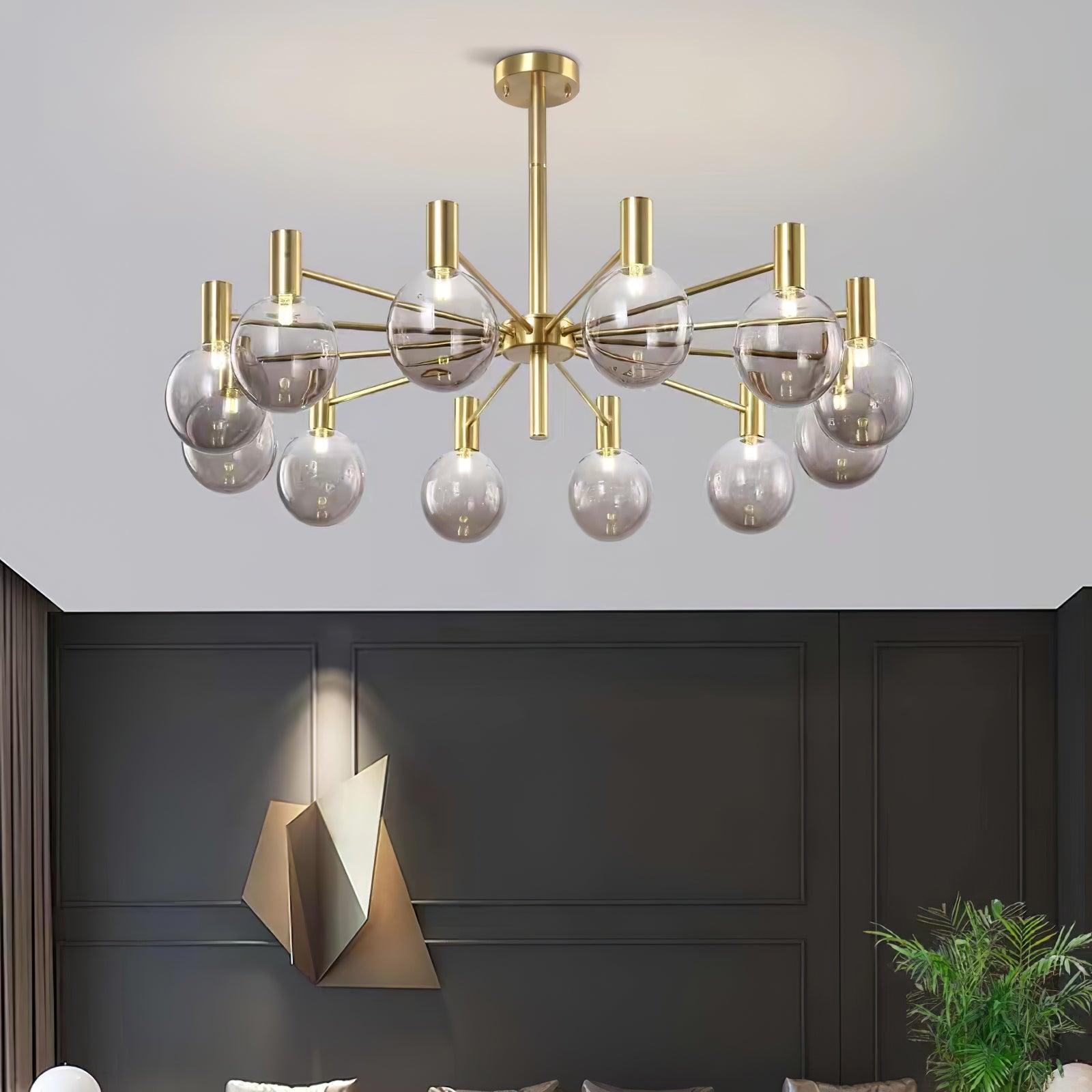 Keveny Chandelier Globe Glass Gold Frame Modern-Neutral Decor