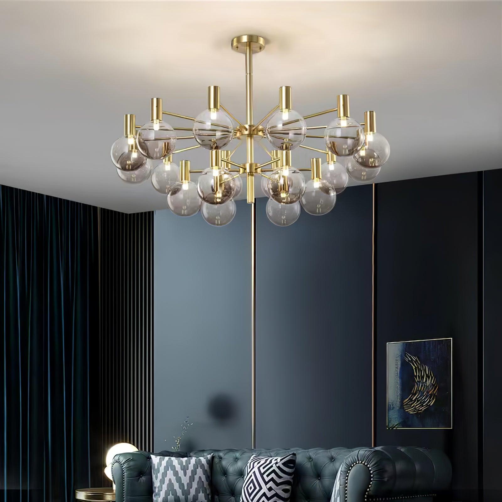 Keveny Chandelier Globe Glass Gold Frame Modern-Neutral Decor