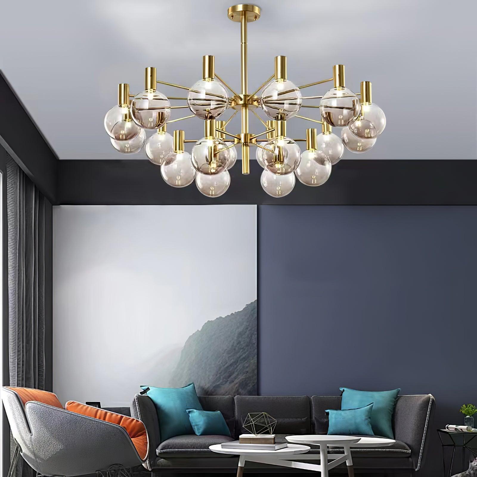 Keveny Chandelier Globe Glass Gold Frame Modern-Neutral Decor