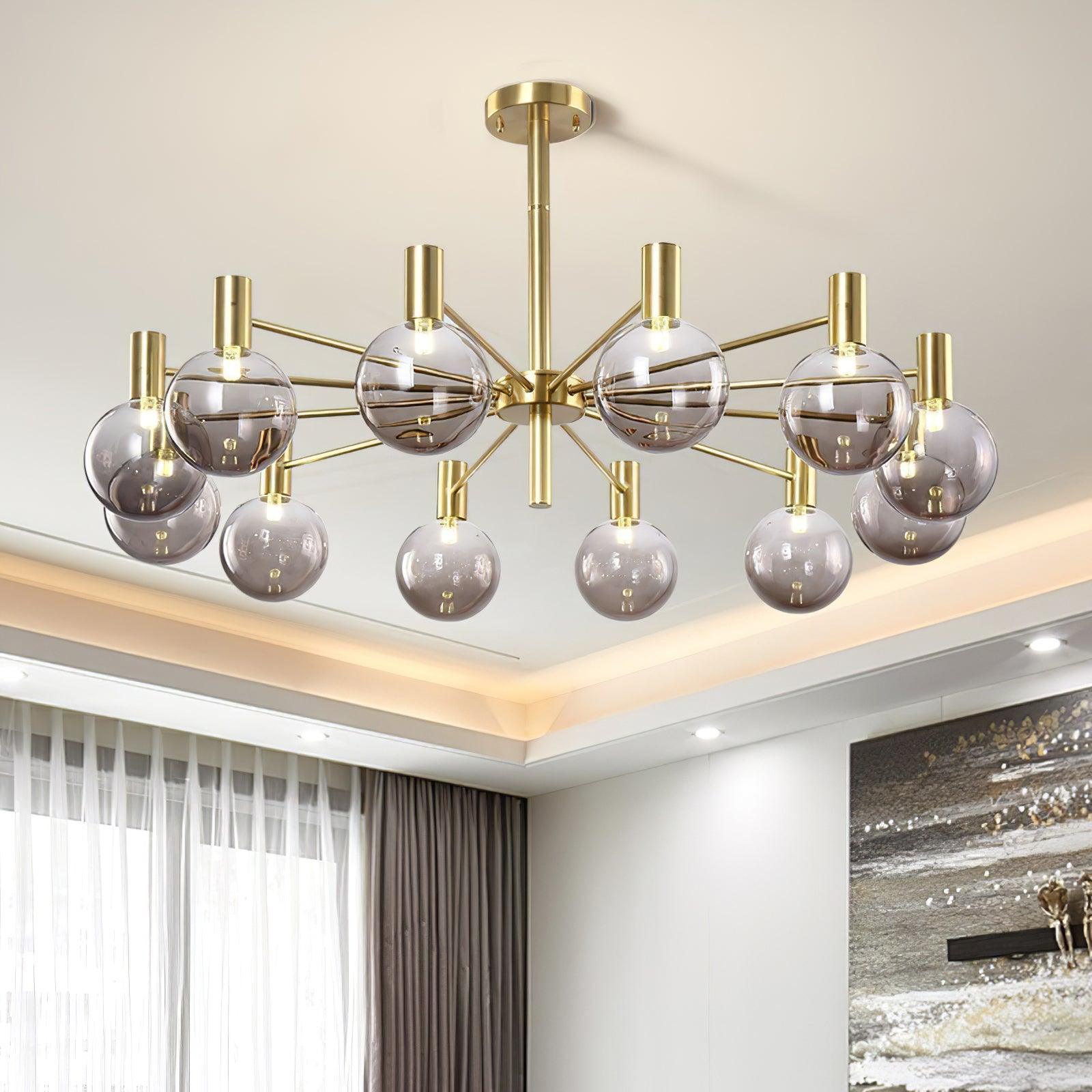 Keveny Chandelier Globe Glass Gold Frame Modern-Neutral Decor