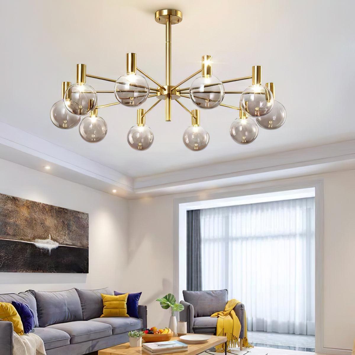 Keveny Chandelier Globe Glass Gold Frame Modern-Neutral Decor