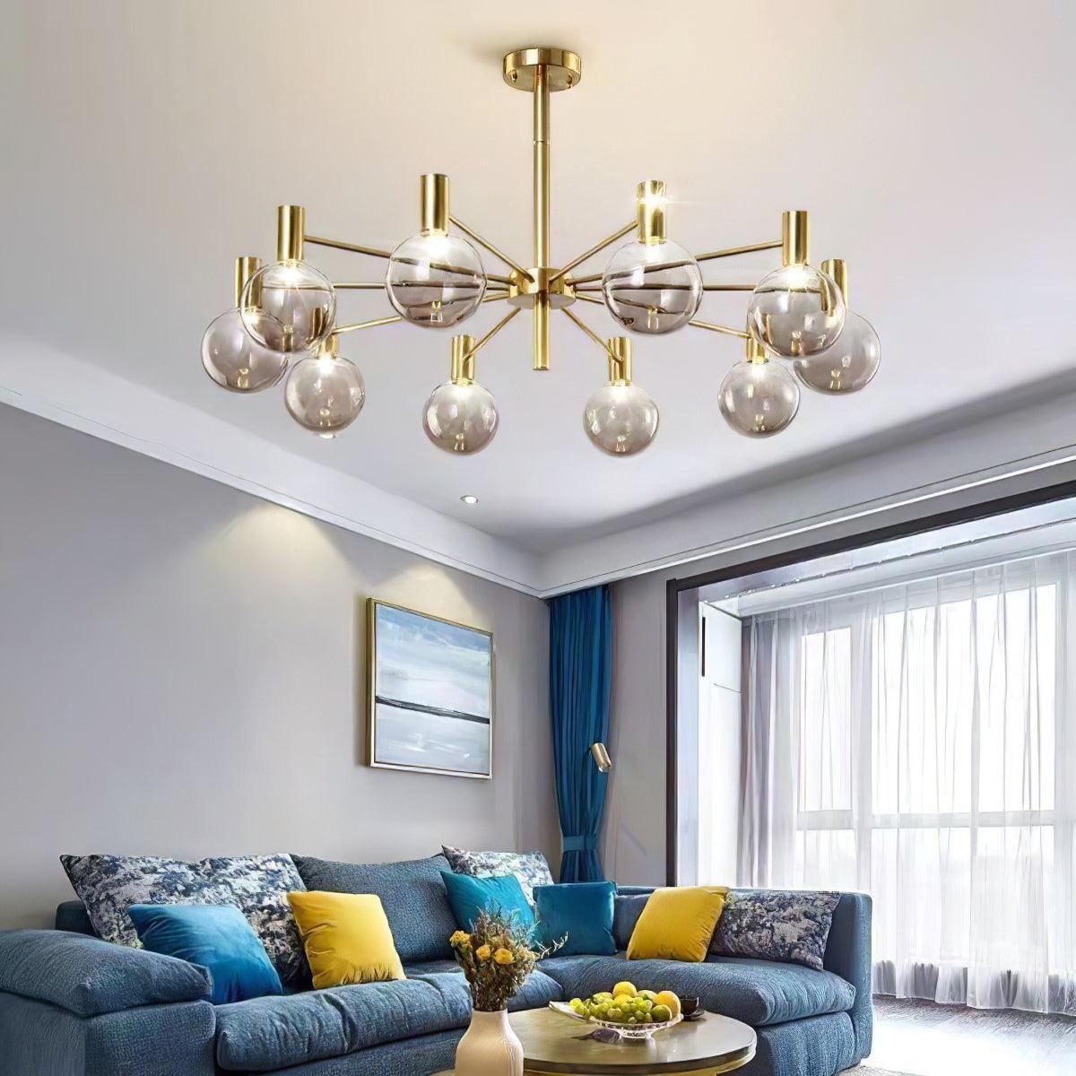 Keveny Chandelier Globe Glass Gold Frame Modern-Neutral Decor