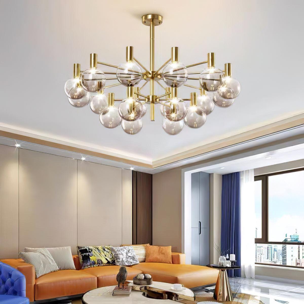 Keveny Chandelier Globe Glass Gold Frame Modern-Neutral Decor