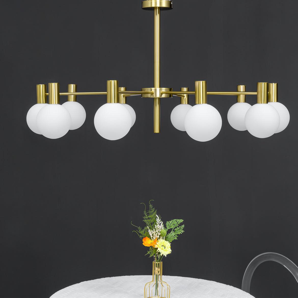 Keveny Chandelier Globe Glass Gold Frame Modern-Neutral Decor