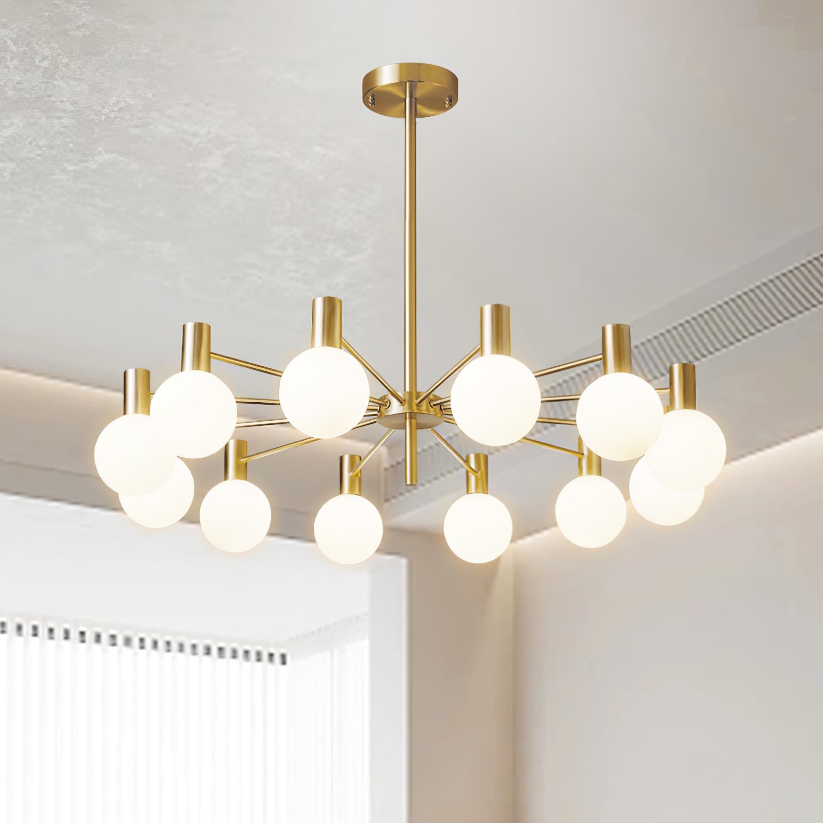 Keveny Chandelier Globe Glass Gold Frame Modern-Neutral Decor