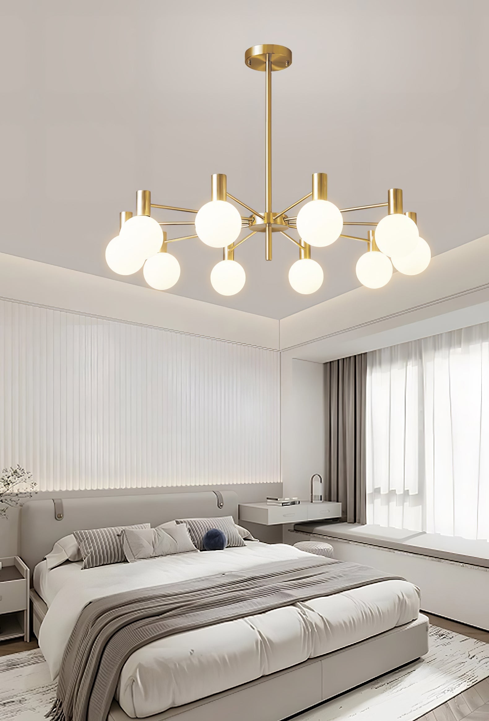 Keveny Chandelier Globe Glass Gold Frame Modern-Neutral Decor