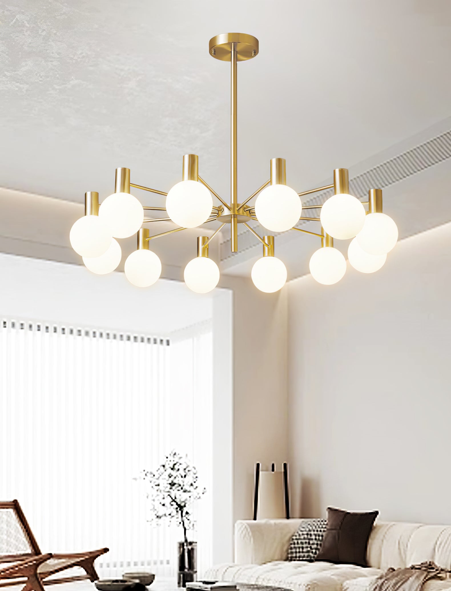 Keveny Chandelier Globe Glass Gold Frame Modern-Neutral Decor