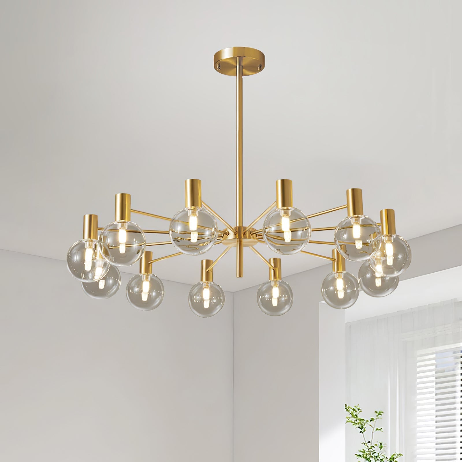 Keveny Chandelier Globe Glass Gold Frame Modern-Neutral Decor