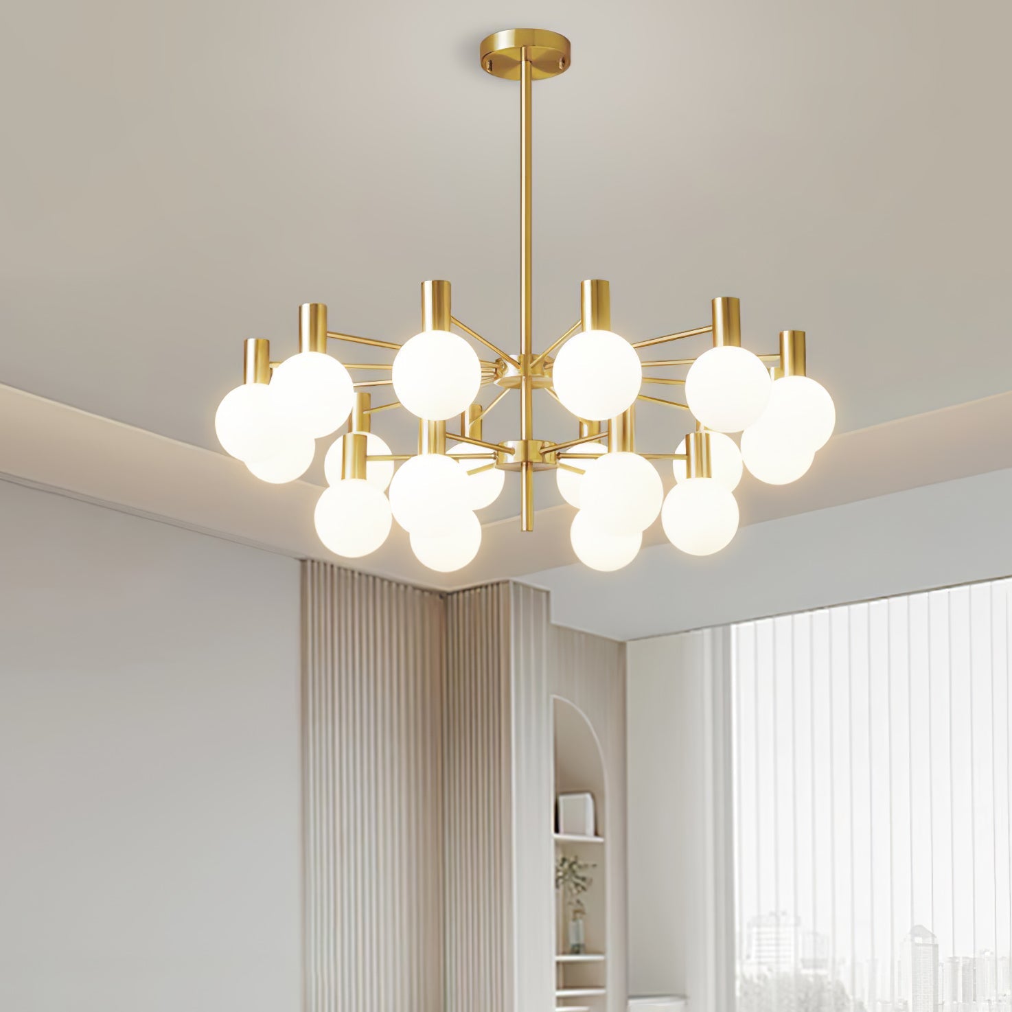 Keveny Chandelier Globe Glass Gold Frame Modern-Neutral Decor