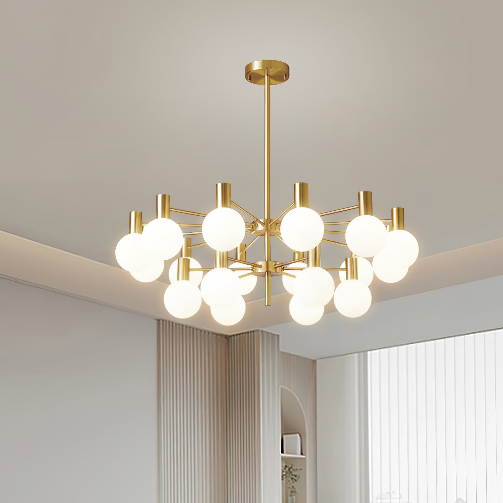 Keveny Chandelier Globe Glass Gold Frame Modern-Neutral Decor
