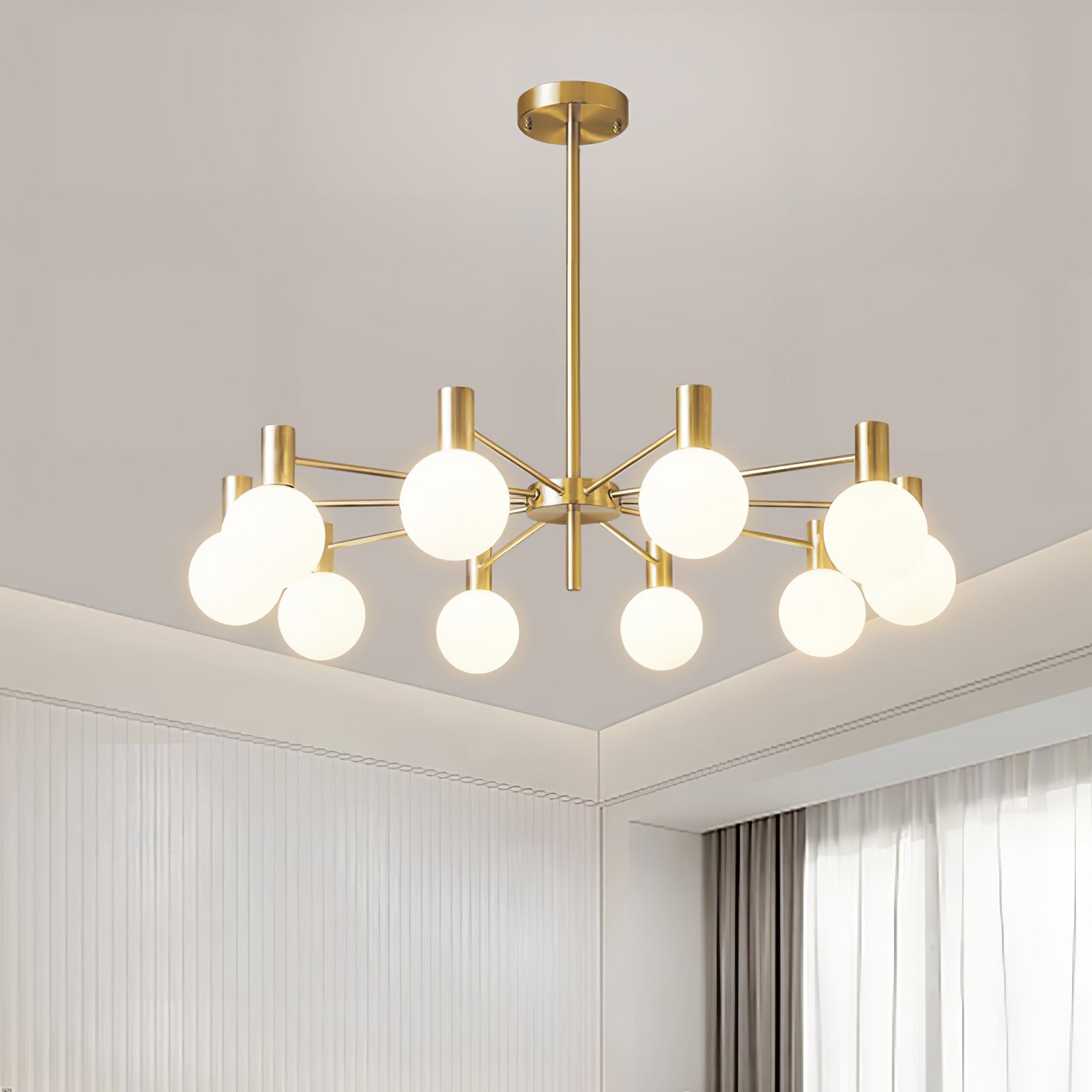 Keveny Chandelier Globe Glass Gold Frame Modern-Neutral Decor