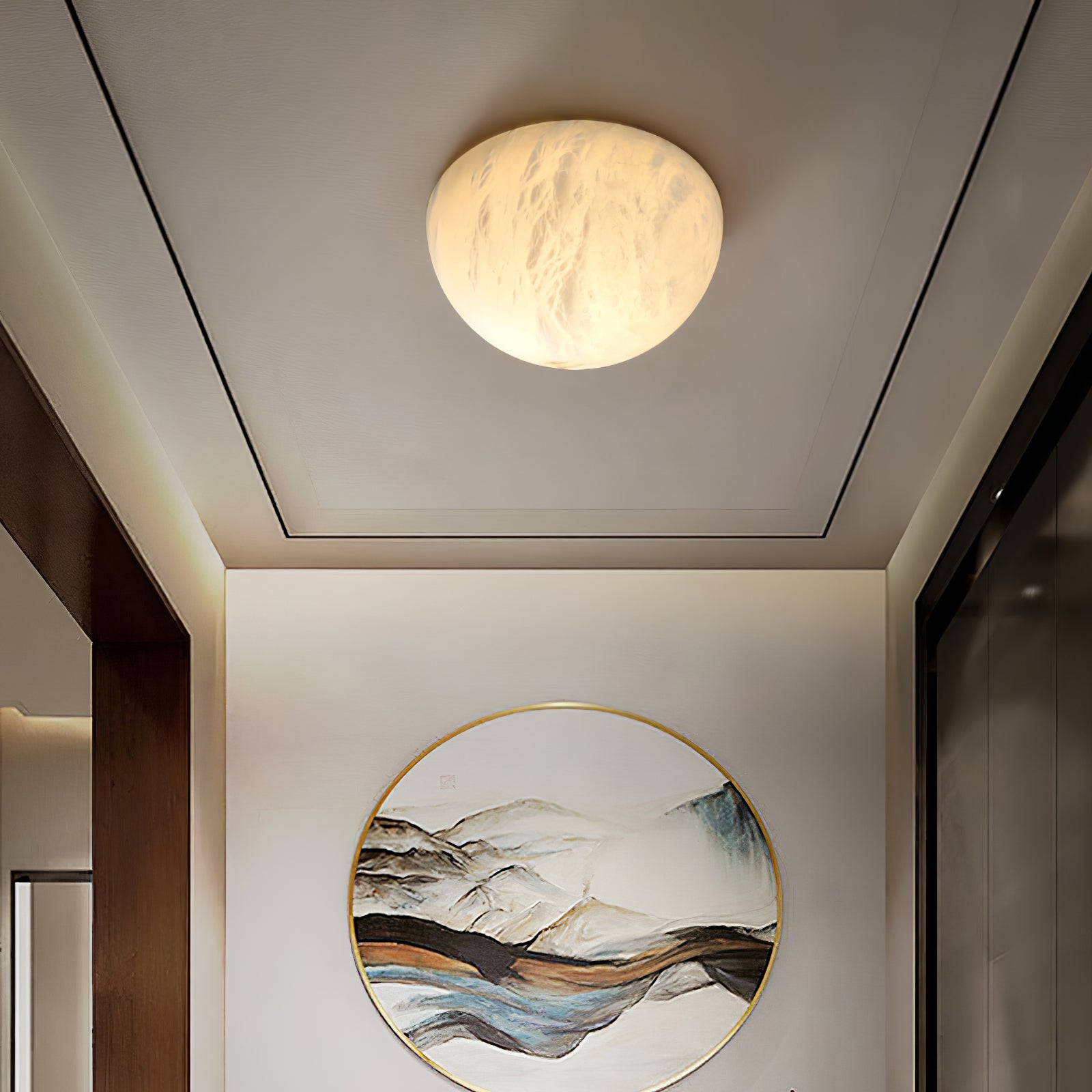Elthen Minimalist Alabaster Ceiling Light-Neutral Decor