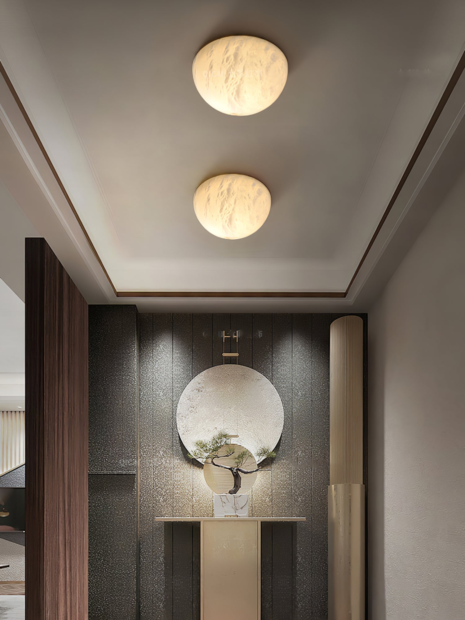 Elvar Minimalist Alabaster Ceiling Light-Neutral Decor