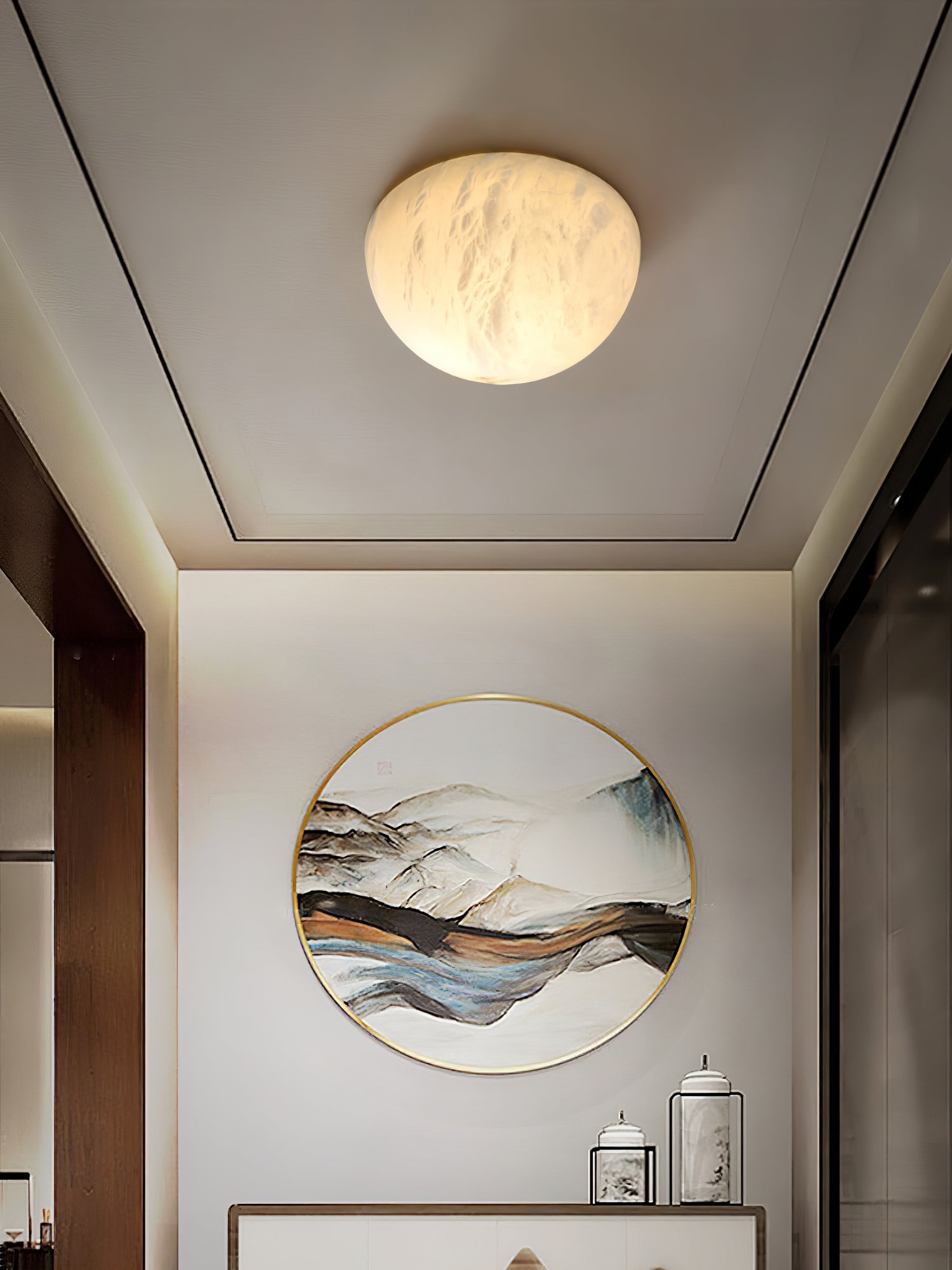 Elthen Minimalist Alabaster Ceiling Light-Neutral Decor