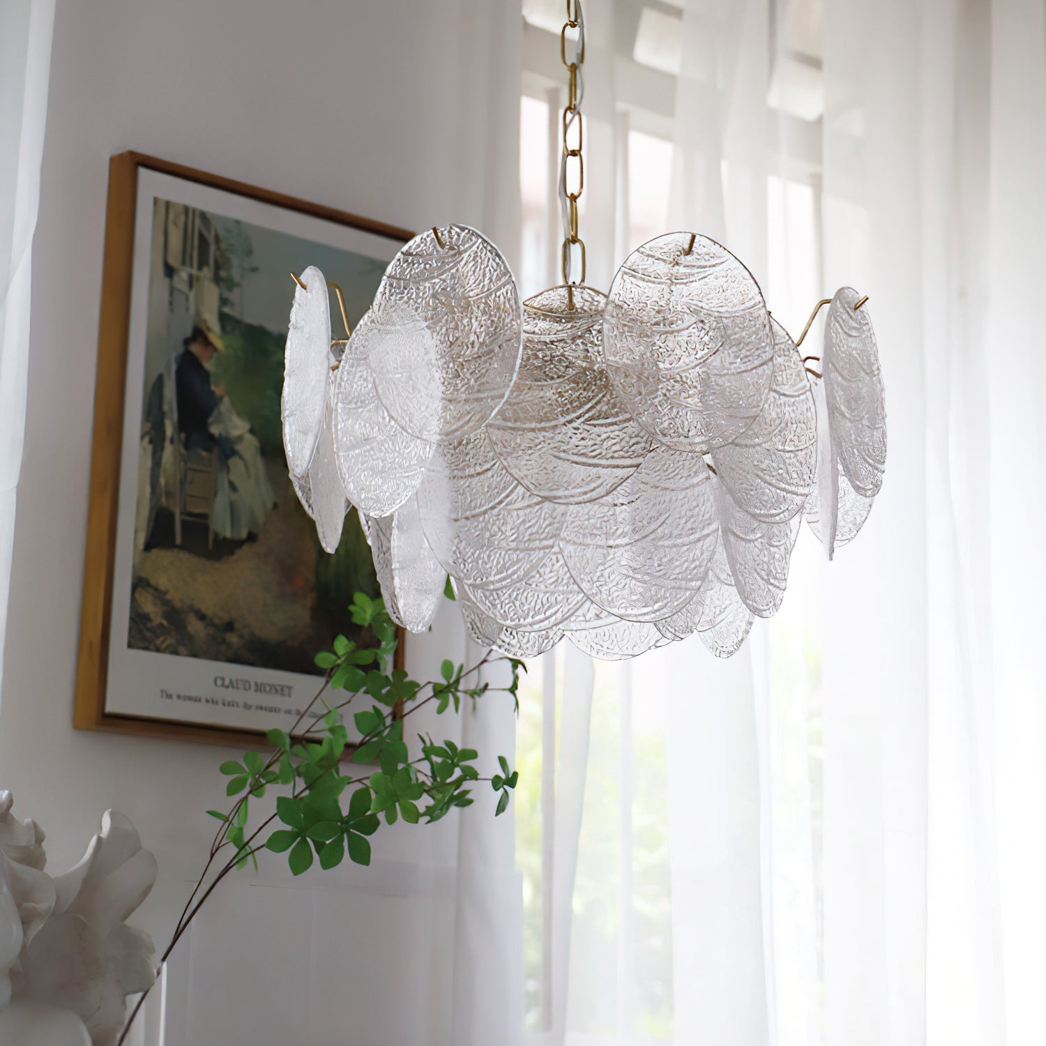The Seraphina chandelier illuminating a dining area.