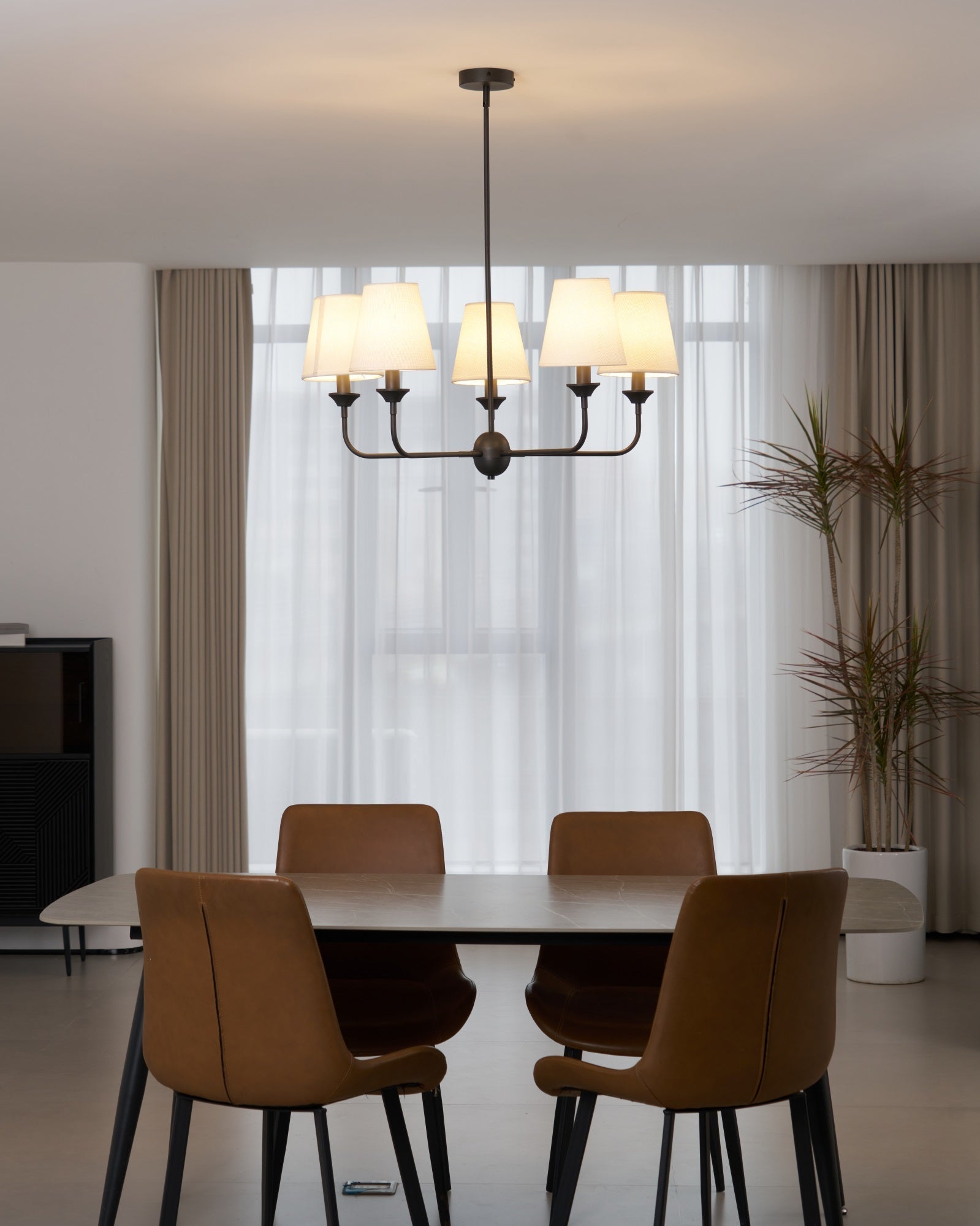 Zesorel Vintage Industrial Fabric Chandelier-Neutral Decor