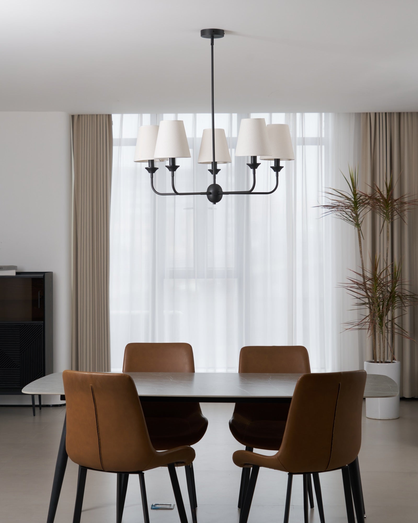 Zesorel Vintage Industrial Fabric Chandelier-Neutral Decor