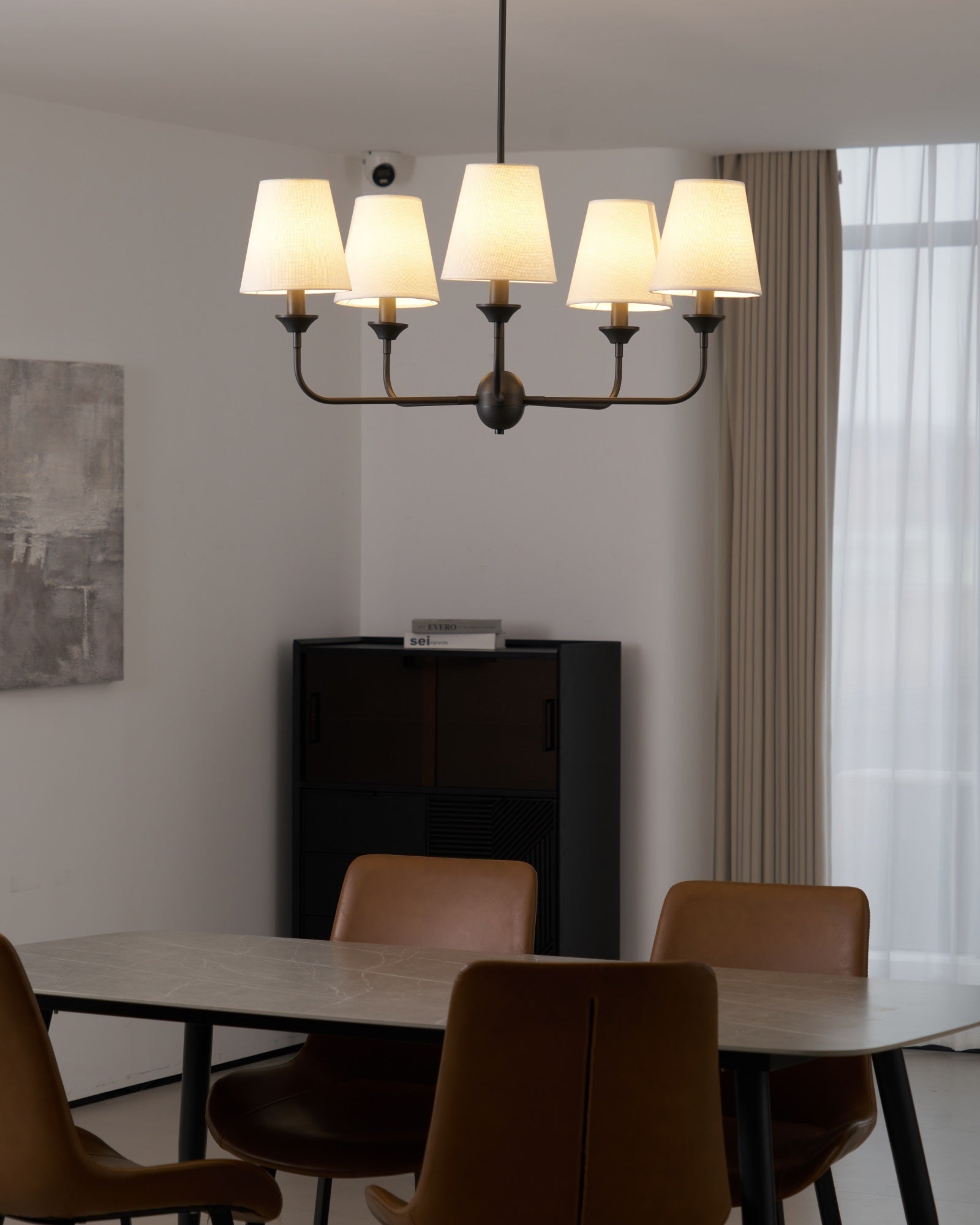 Zesorel Vintage Industrial Fabric Chandelier-Neutral Decor