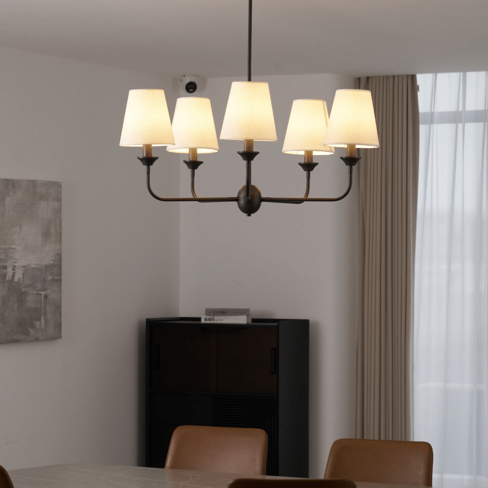 Zesorel Vintage Industrial Fabric Chandelier-Neutral Decor