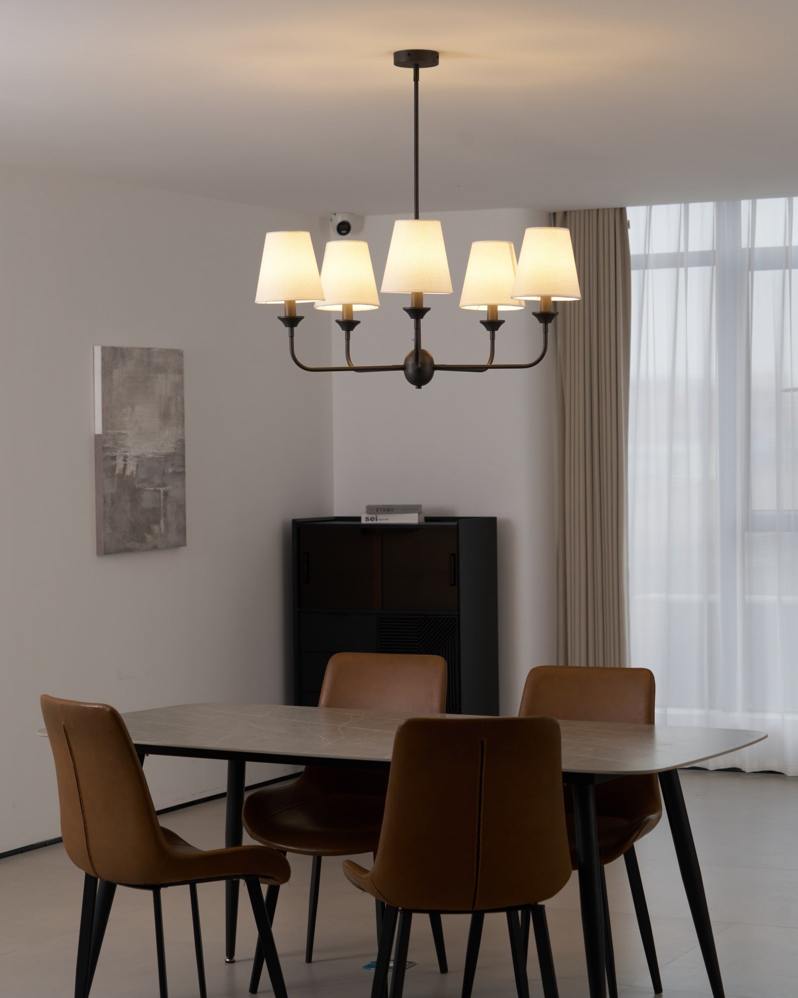 Zesorel Vintage Industrial Fabric Chandelier-Neutral Decor