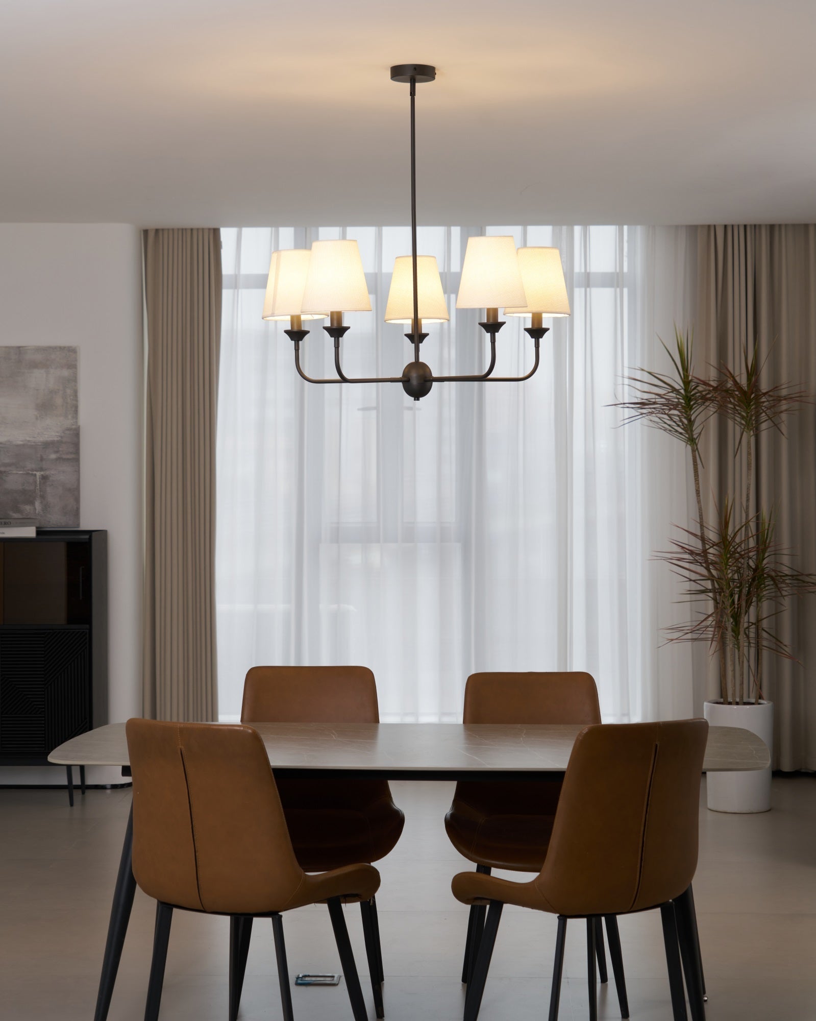 Zesorel Vintage Industrial Fabric Chandelier-Neutral Decor