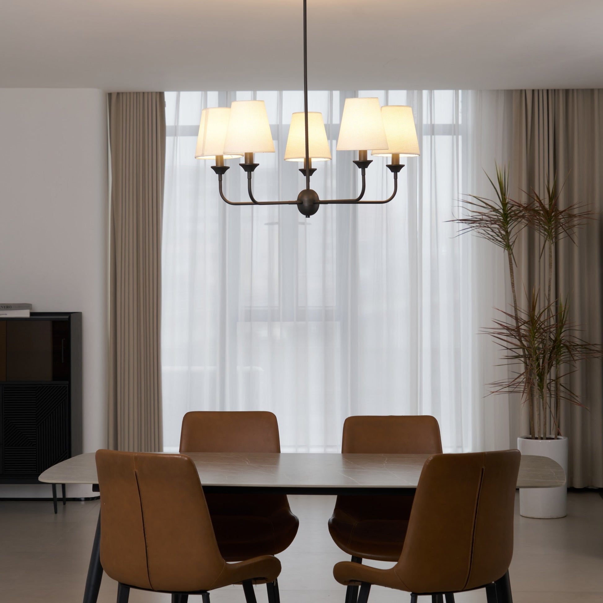 Zesorel Vintage Industrial Fabric Chandelier-Neutral Decor