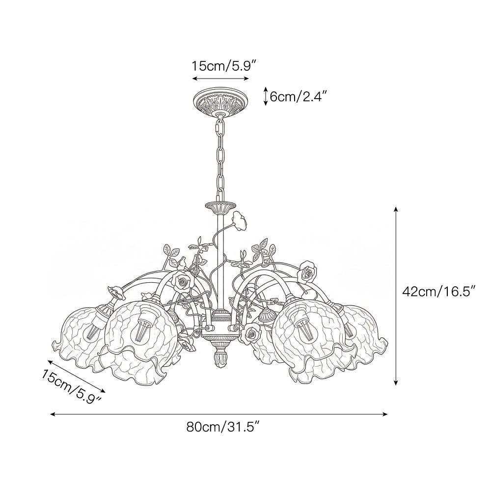 Detail shot of the Model A glass shade for the Serenade Chandelier.