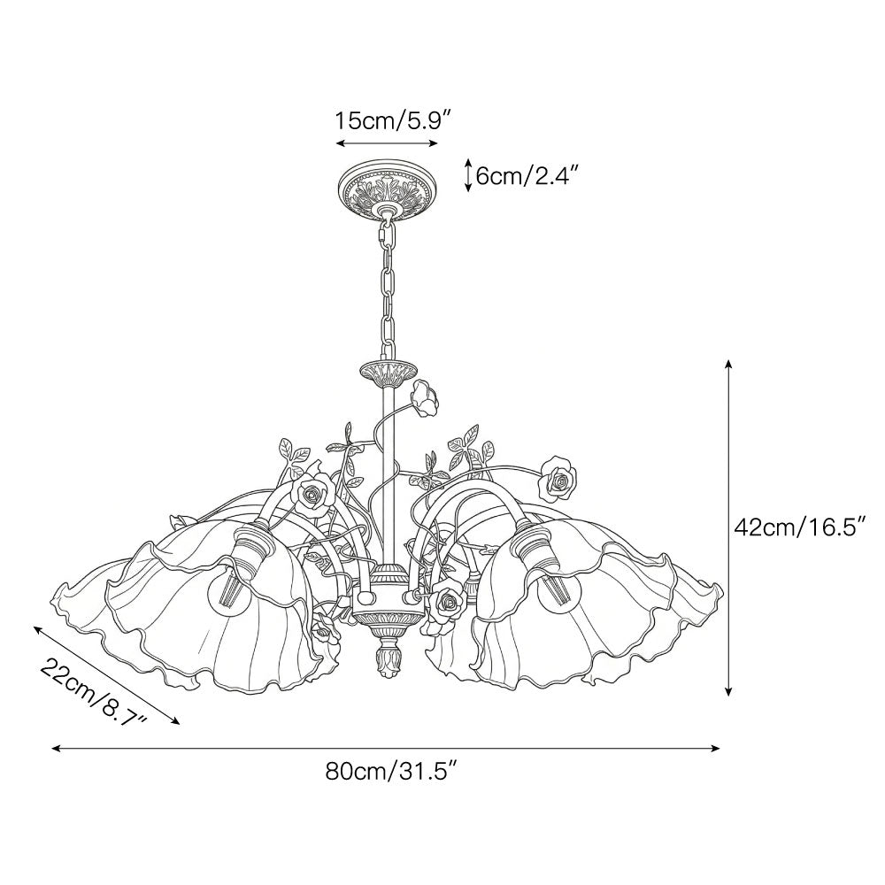 Detail shot of the Model C glass shade for the Serenade Chandelier.