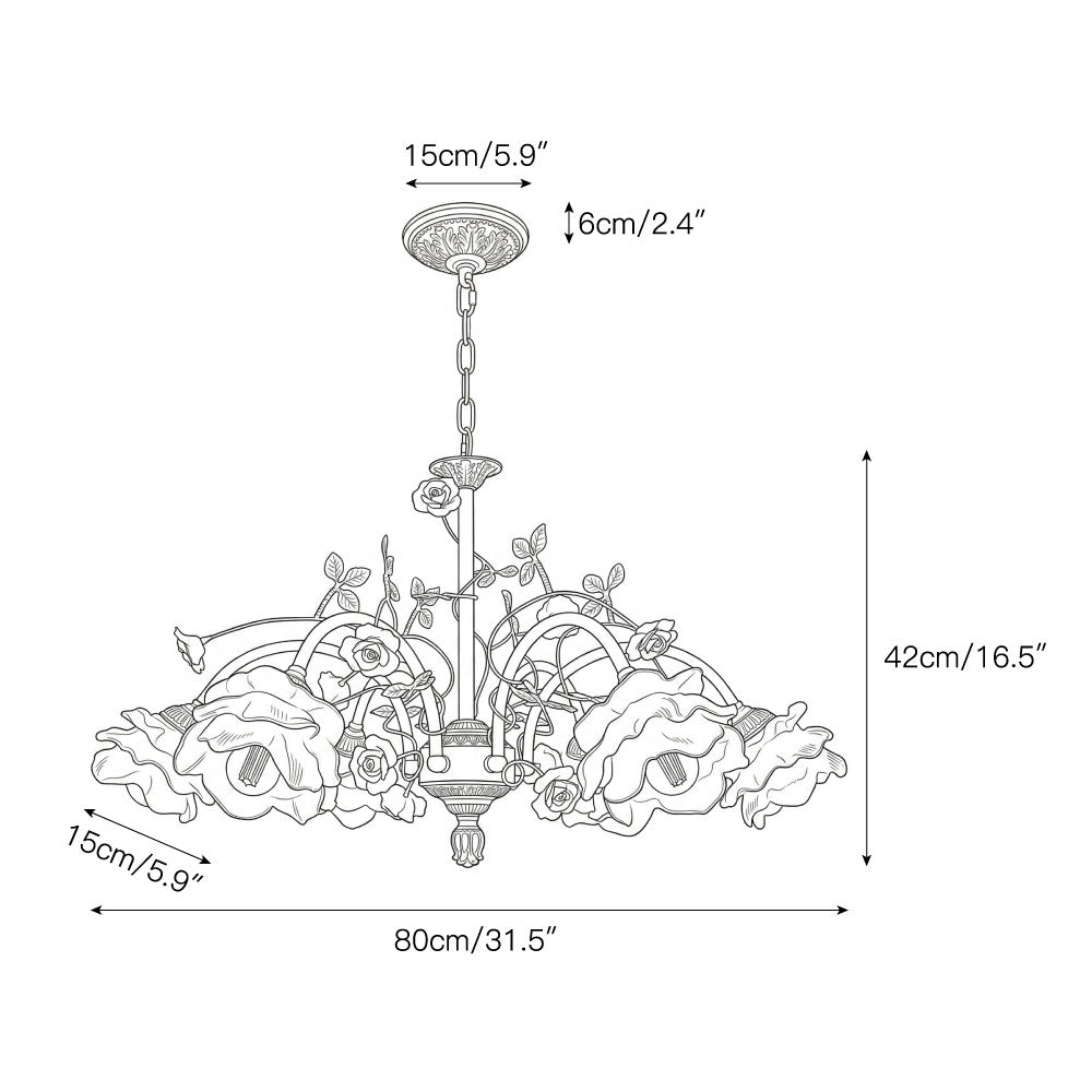 The Serenade Chandelier viewed from below, showing the arrangement of lights.