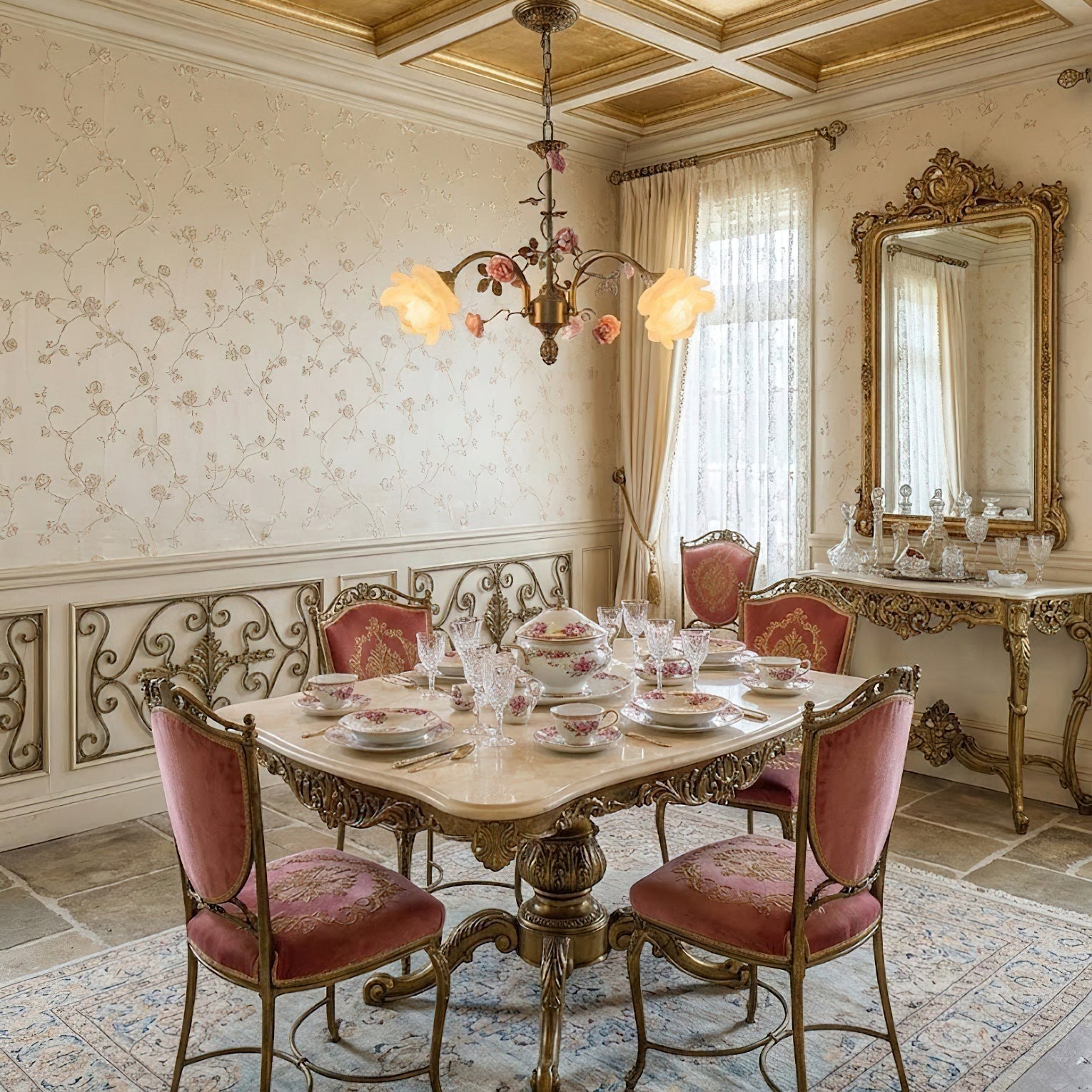 Serenade Chandelier with cognac glass shades.