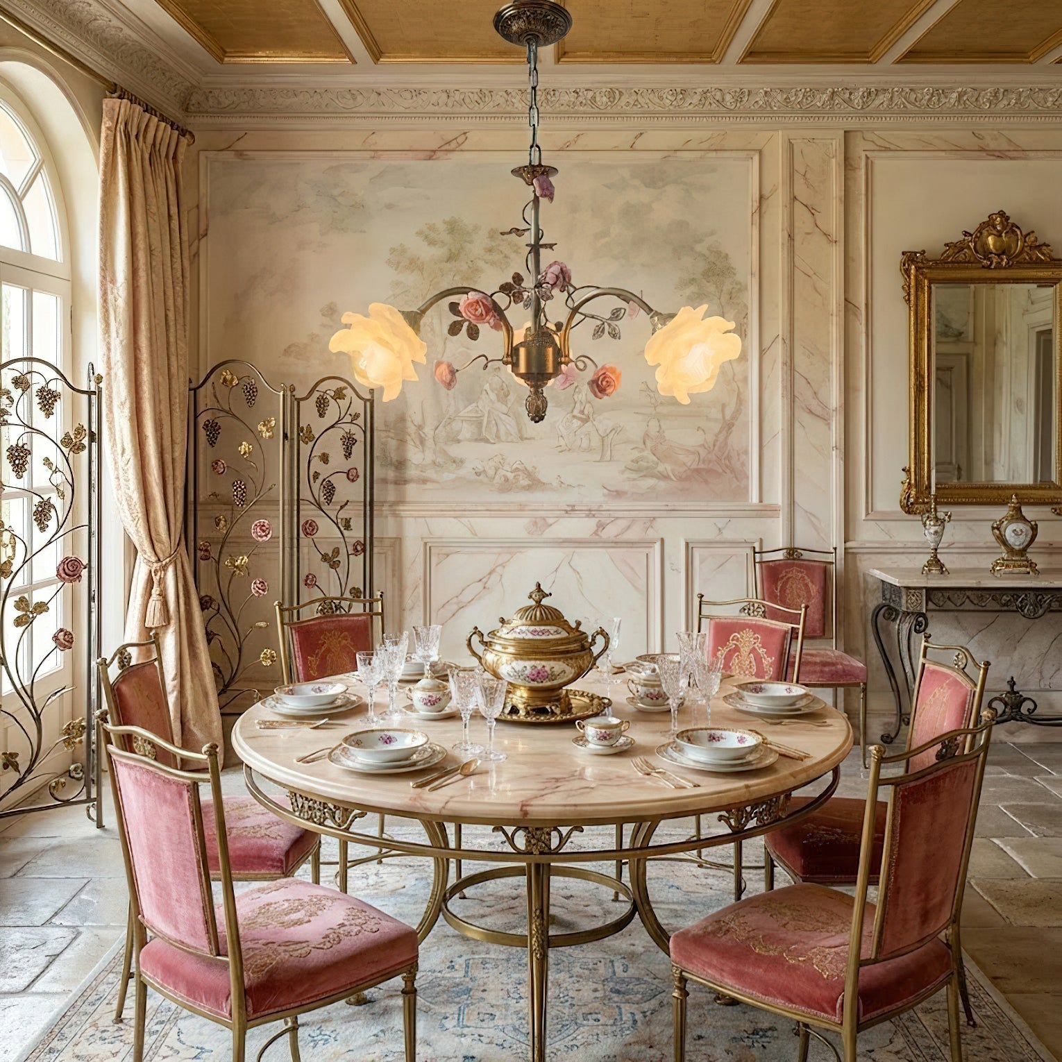Serenade Chandelier in an antique bronze finish.