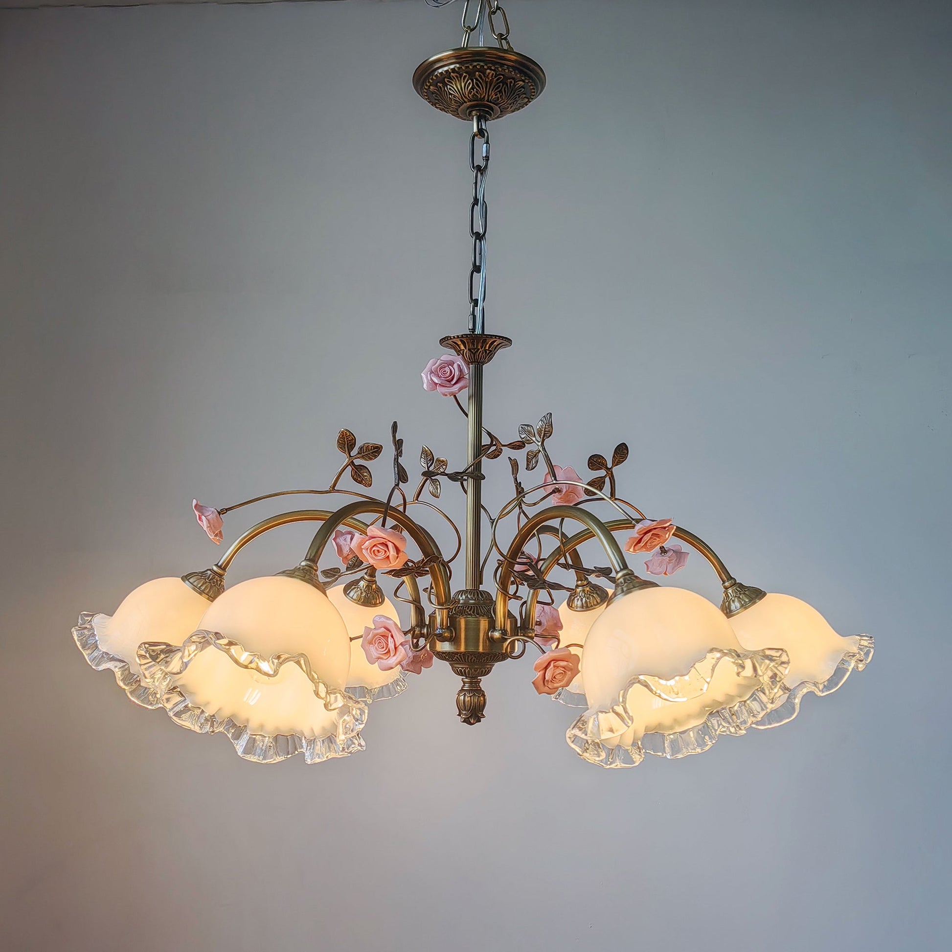 Serenade Chandelier in an antique bronze finish.