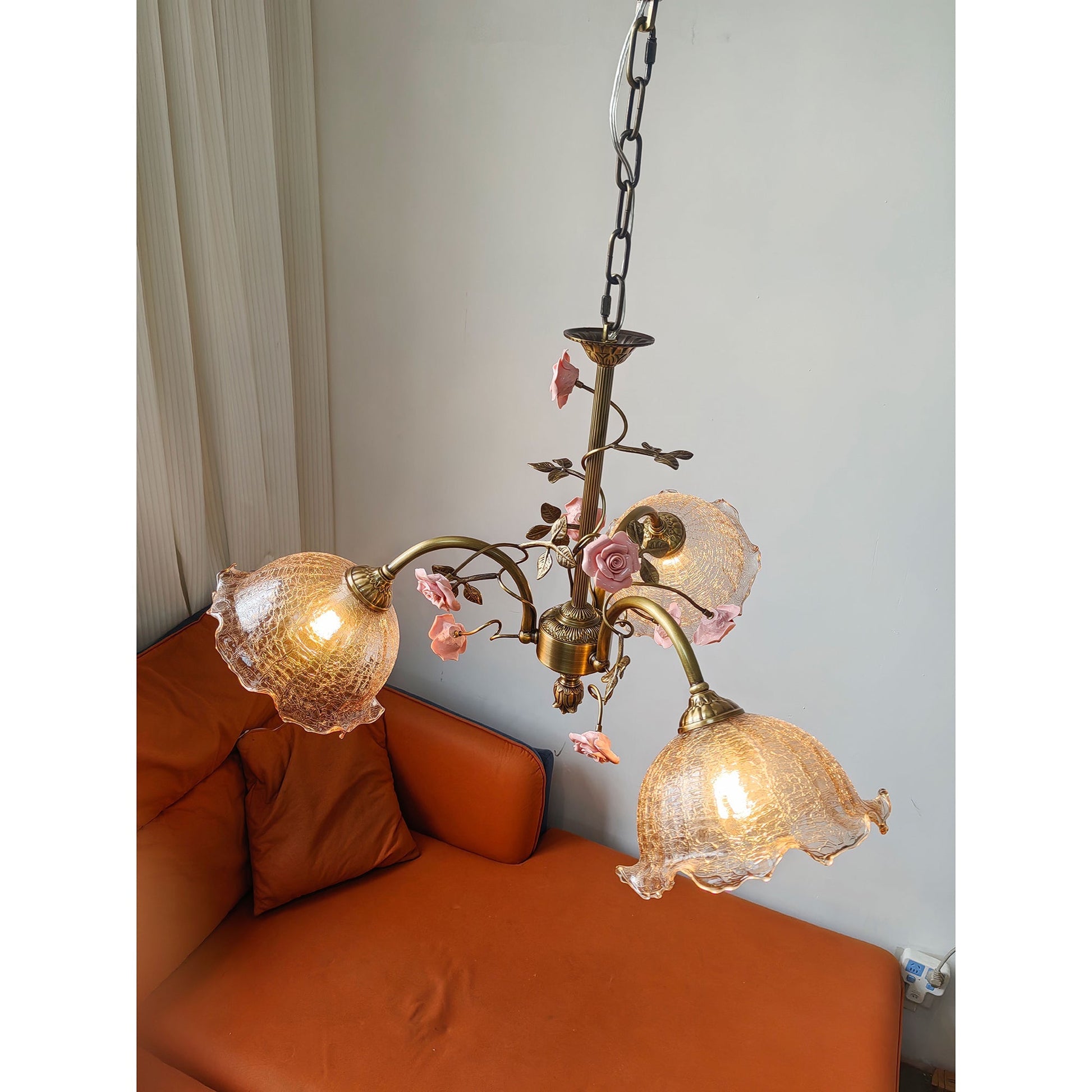Comparison of the different glass shade options for the Serenade Chandelier.