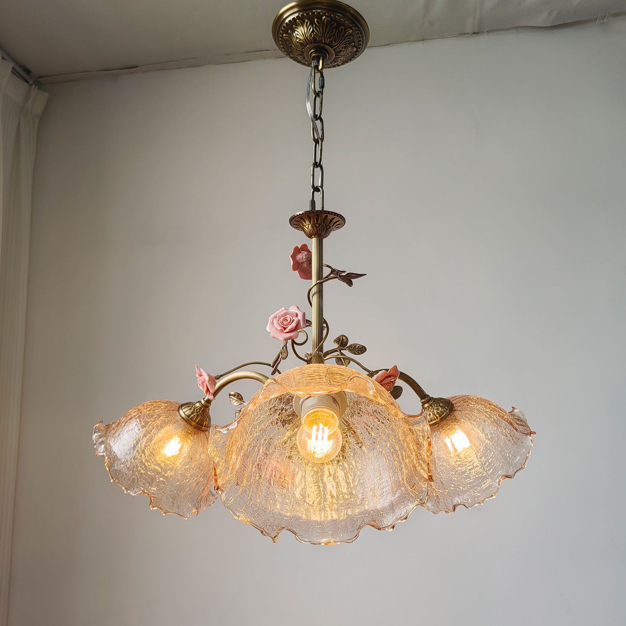 Detail shot of the Model C glass shade for the Serenade Chandelier.