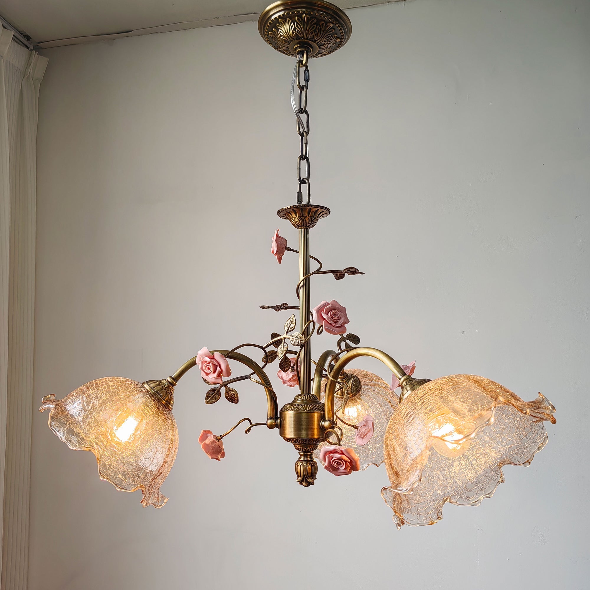 Detail shot of the Model A glass shade for the Serenade Chandelier.