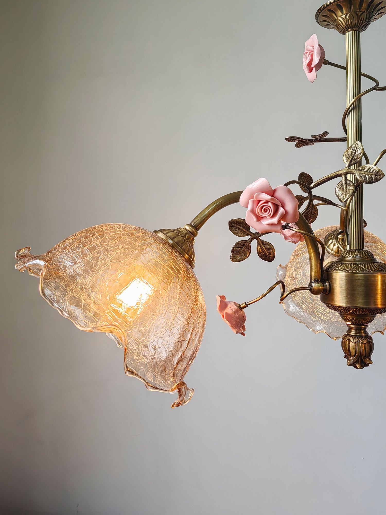 Detail shot of the Model D glass shade for the Serenade Chandelier.