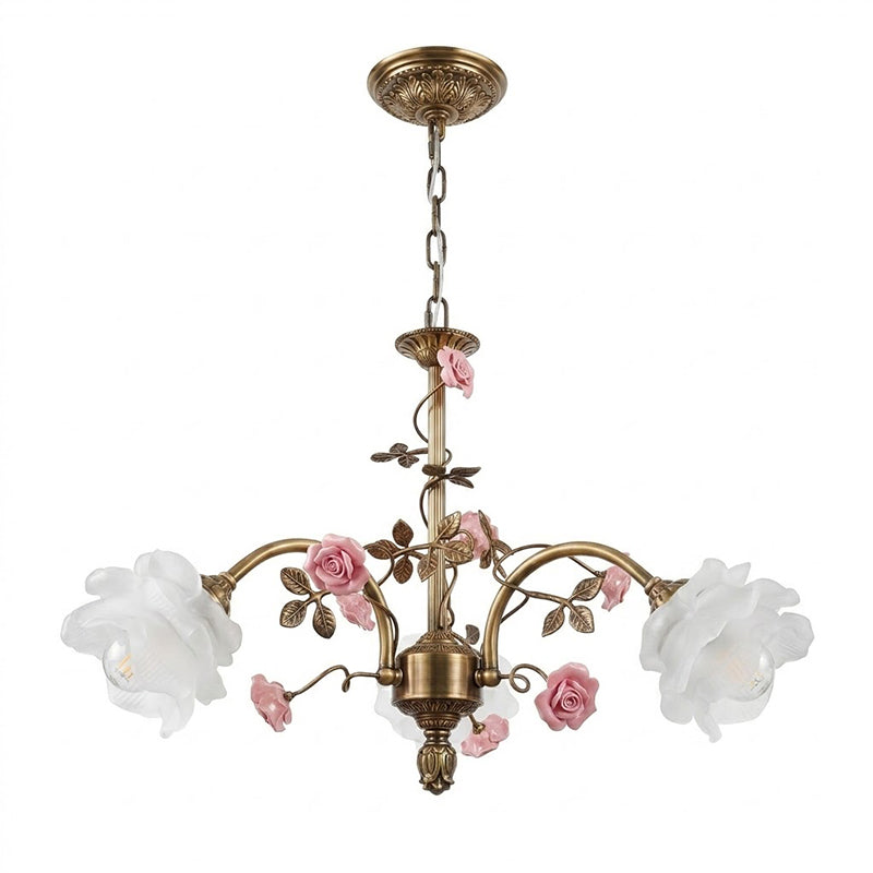 A lifestyle image featuring the Serenade Chandelier in a bedroom.
