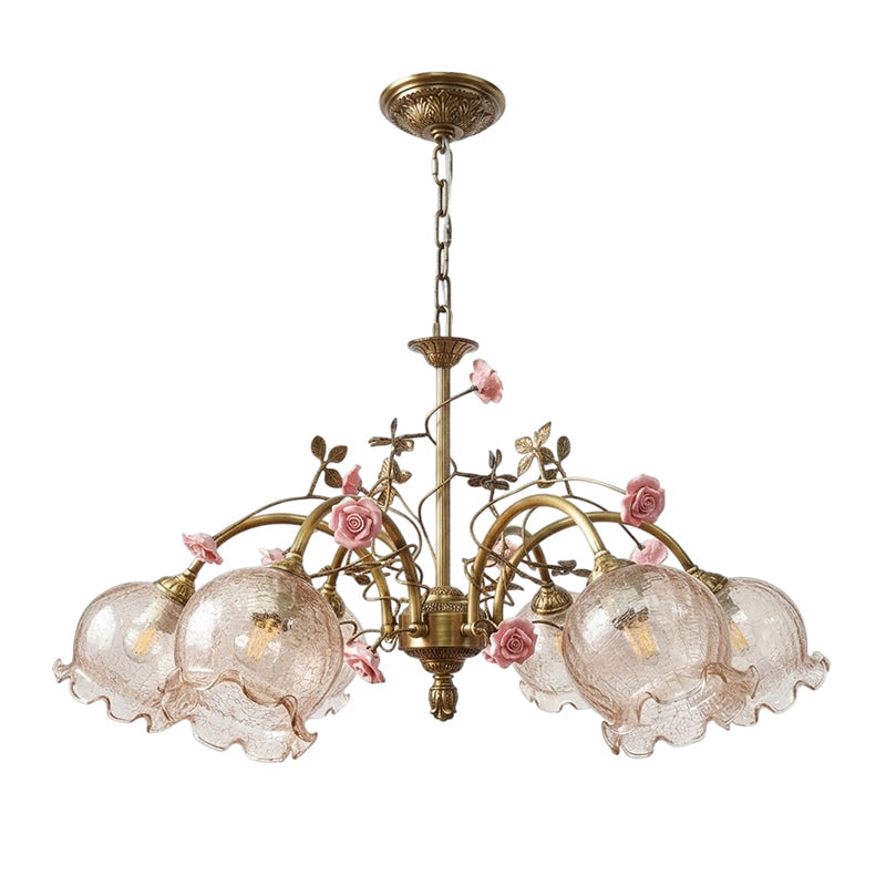 Close-up of the glass lampshade with intricate details.