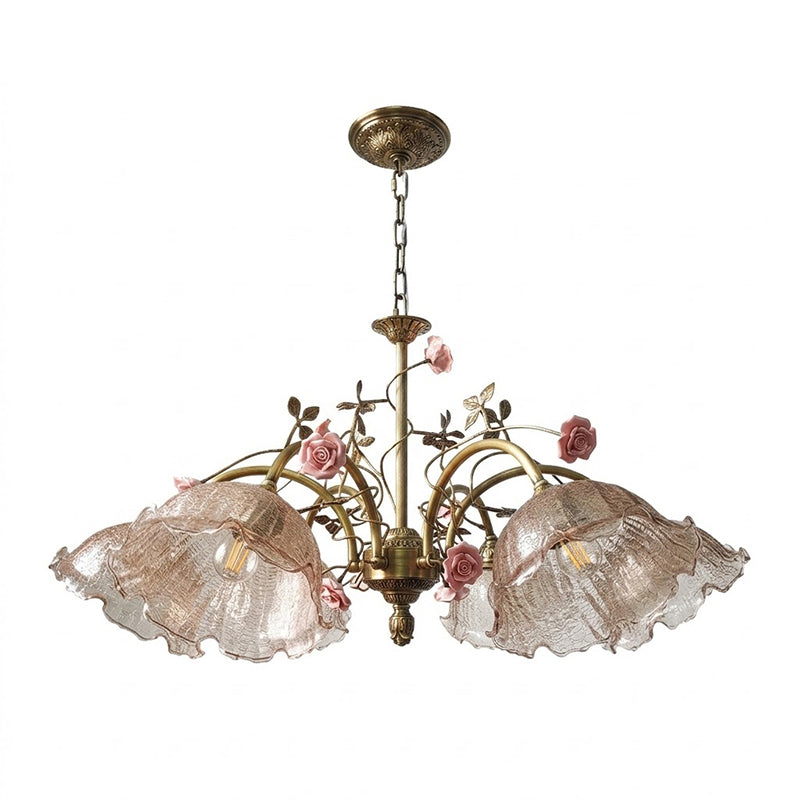 The brass canopy of the Serenade Chandelier.