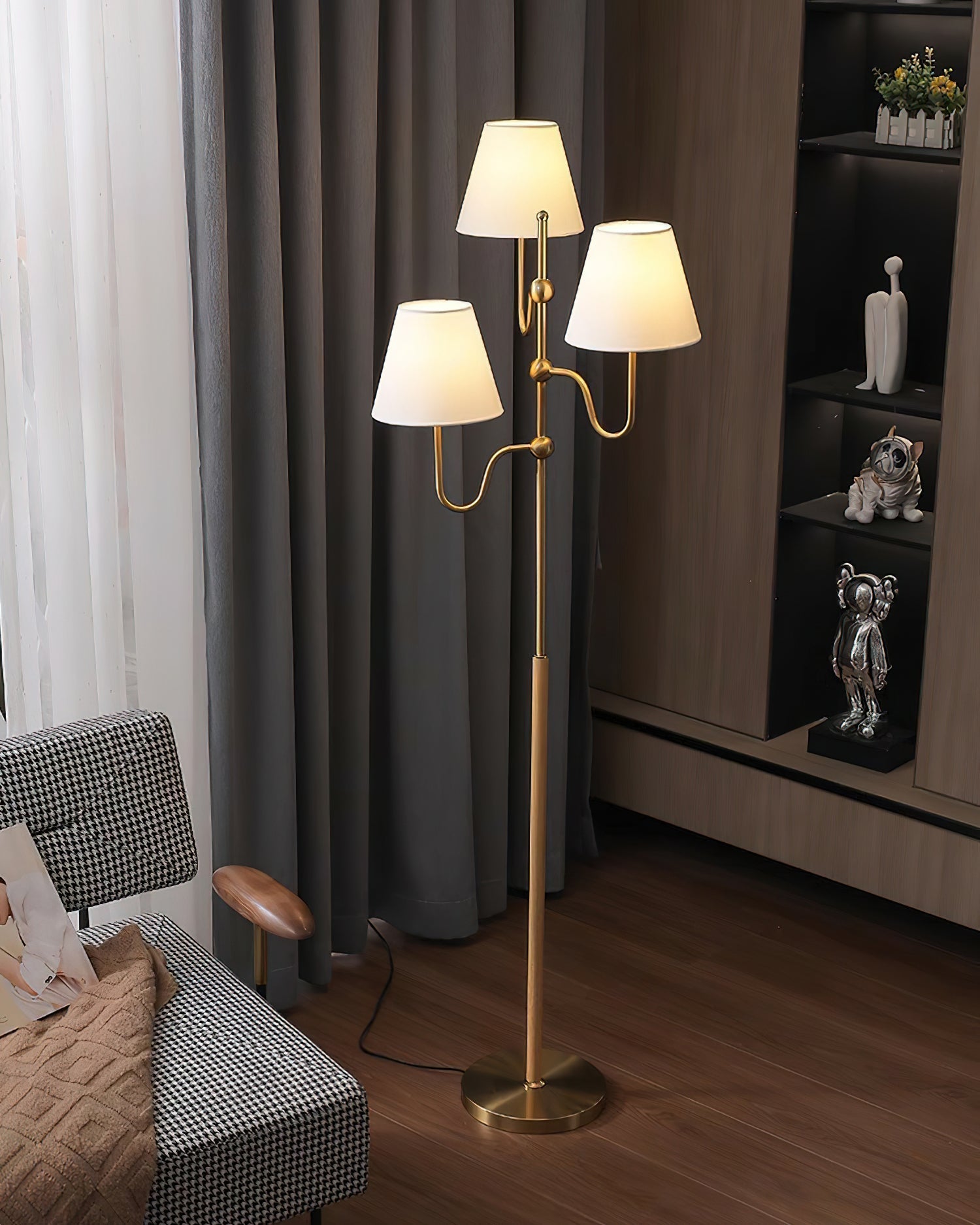 Vevenq Floor Lamp Cloth Shade-Neutral Decor