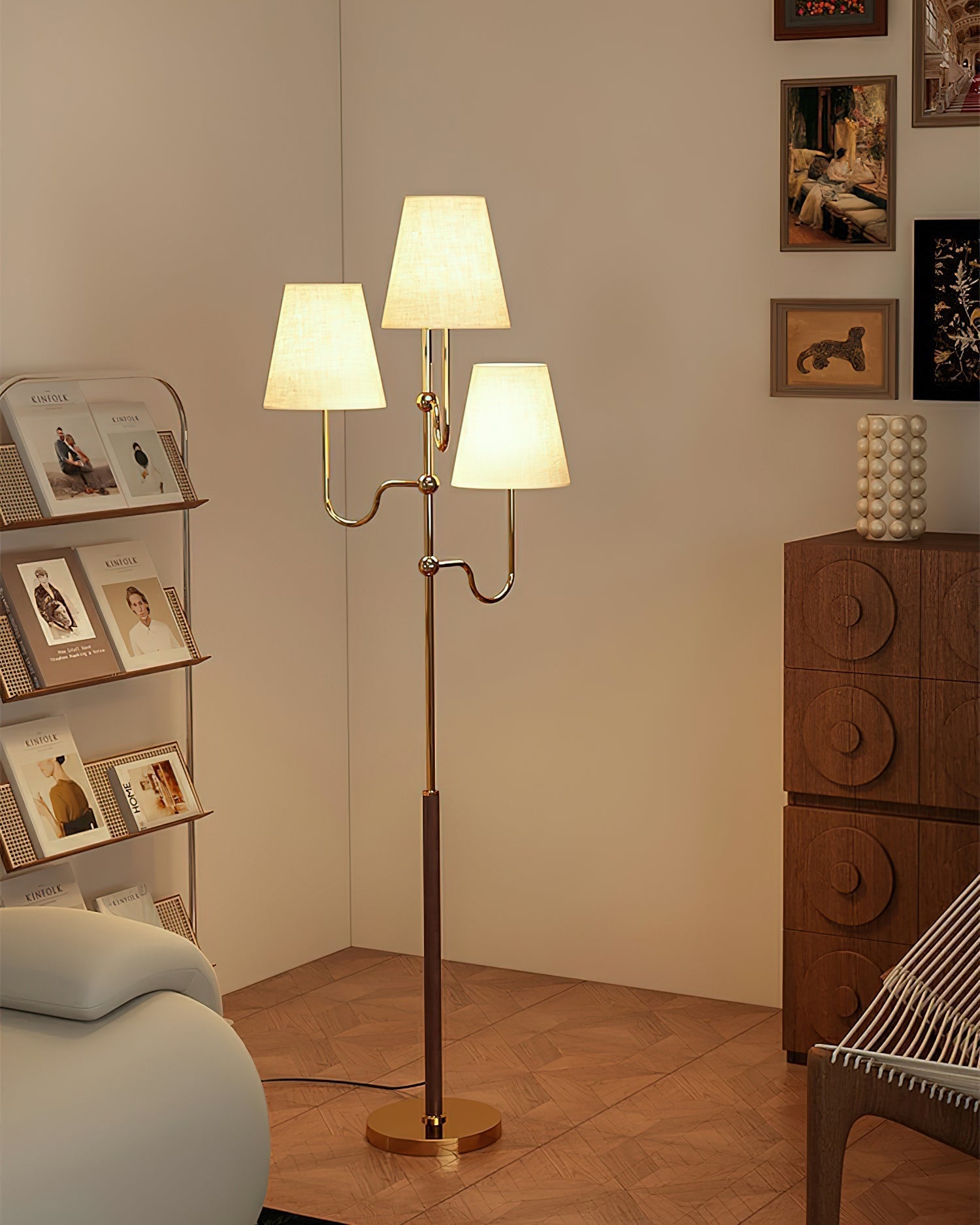 Vevenq Floor Lamp Cloth Shade-Neutral Decor