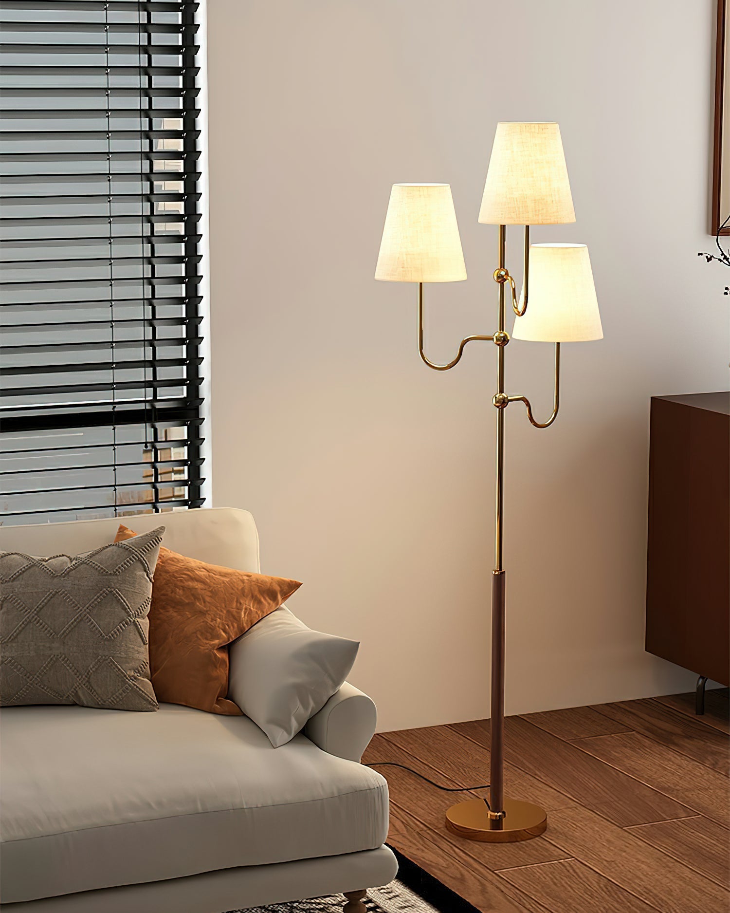 Vevenq Floor Lamp Cloth Shade-Neutral Decor